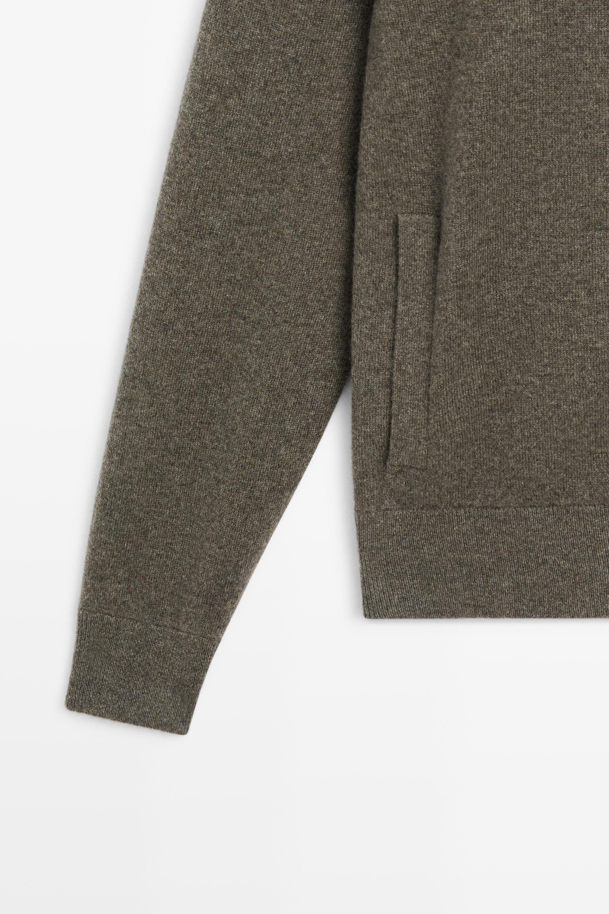 100% cashmere zip-up knit cardigan — GREENISH