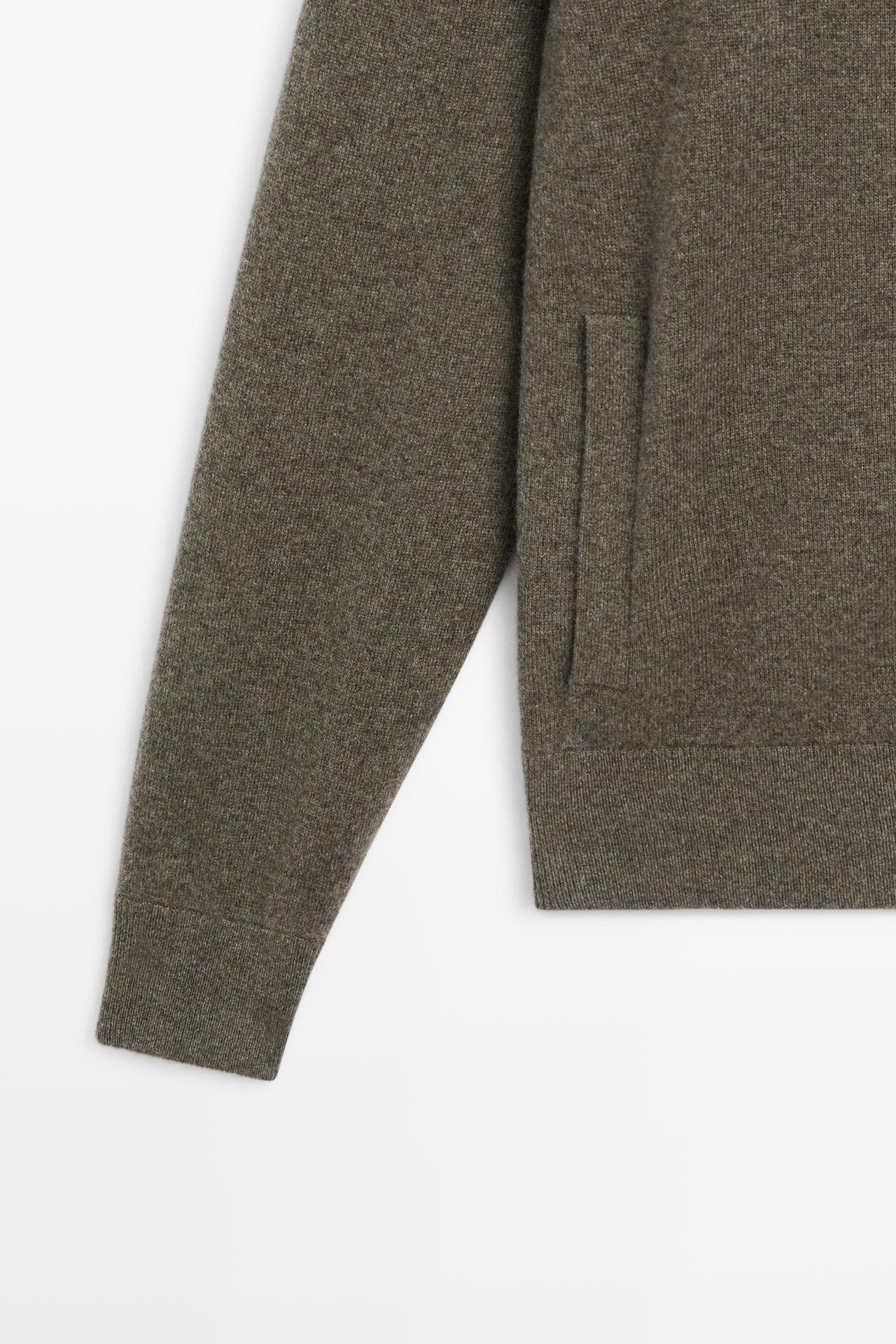 100% cashmere zip-up knit cardigan — GREENISH