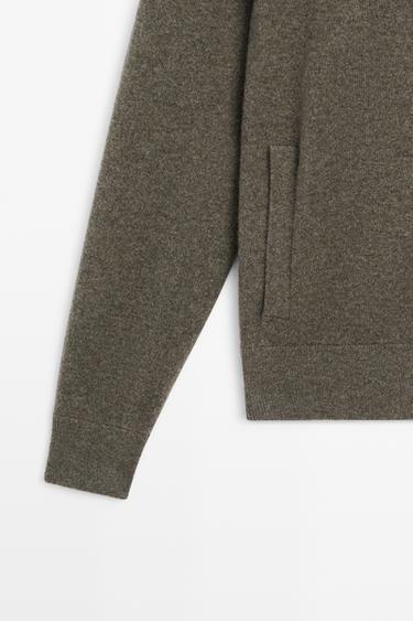 100% cashmere zip-up knit cardigan — GREENISH 7