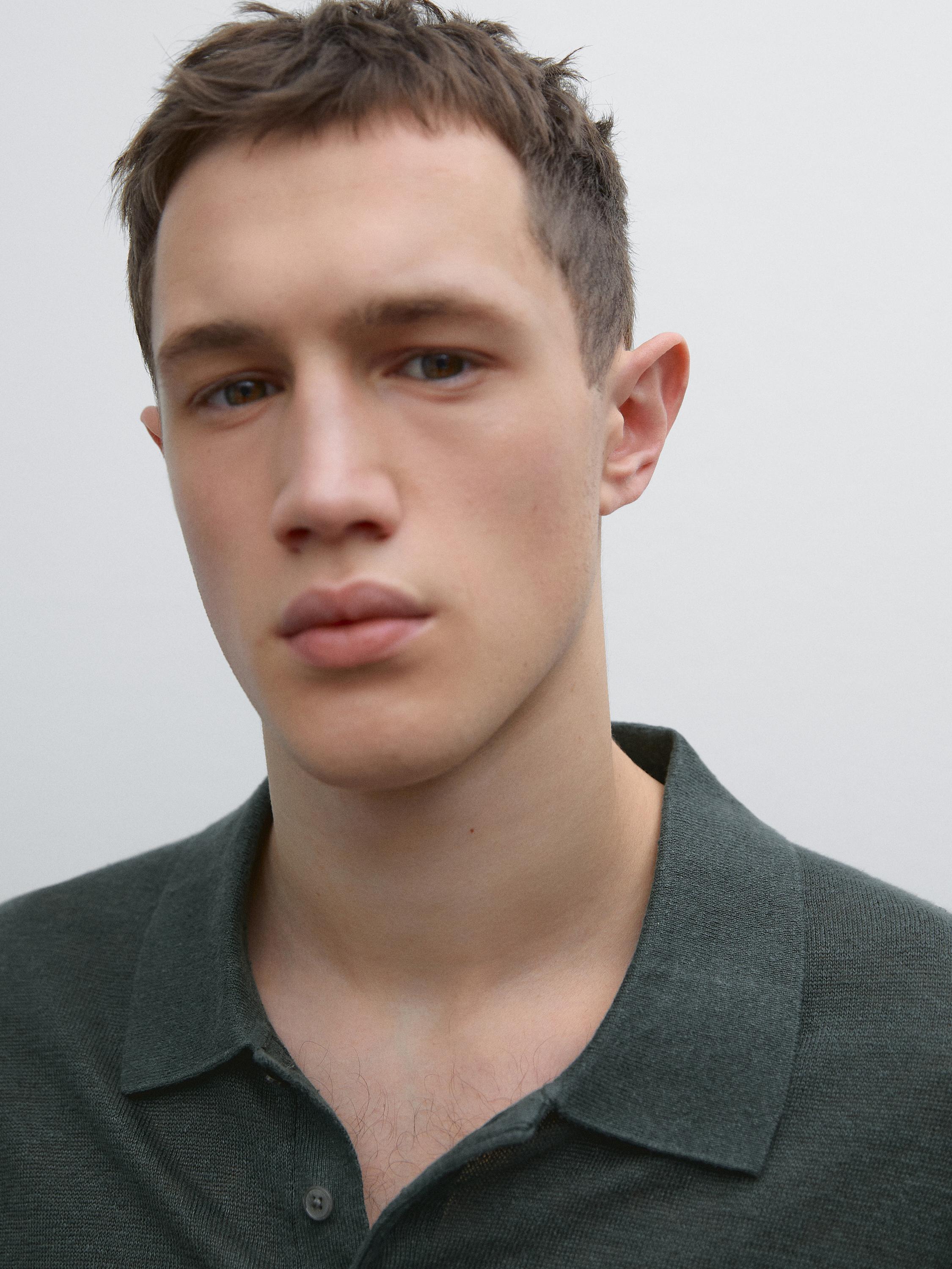 100% linen knit polo shirt