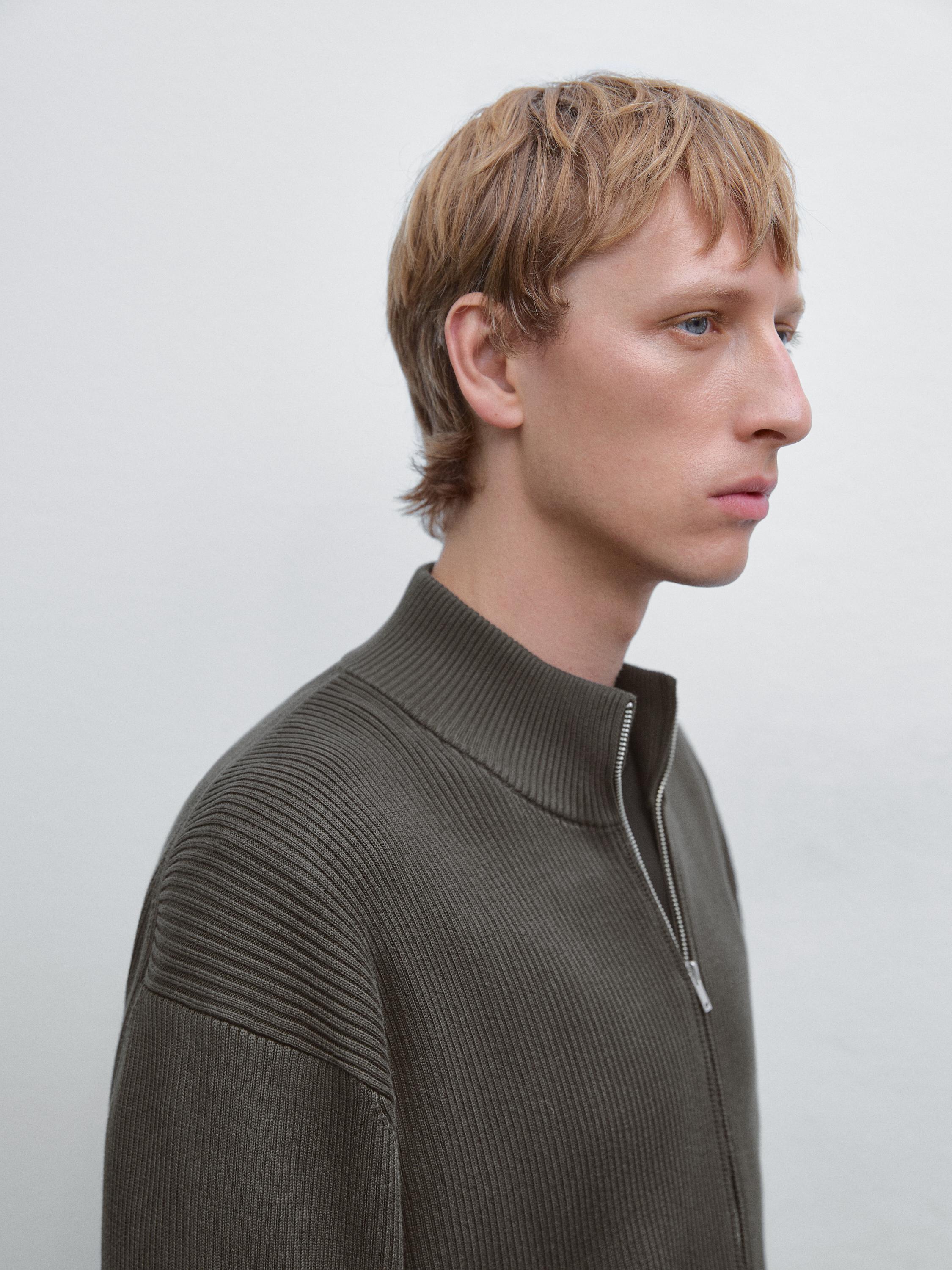 100% cotton zip cardigan