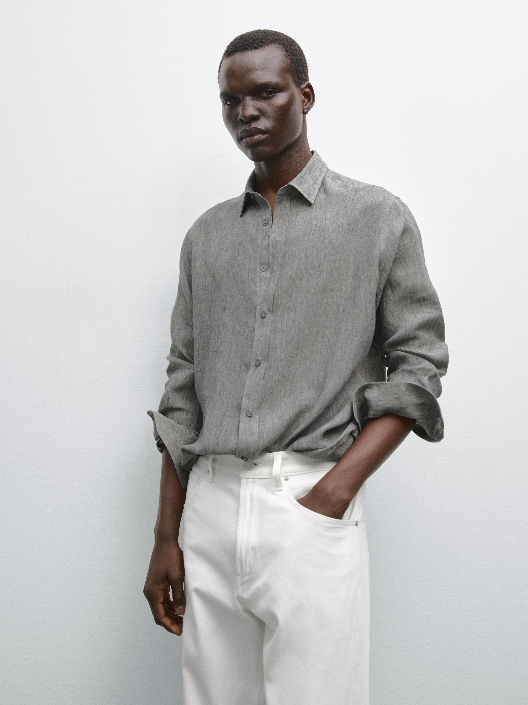 Regular fit 100% linen shirt