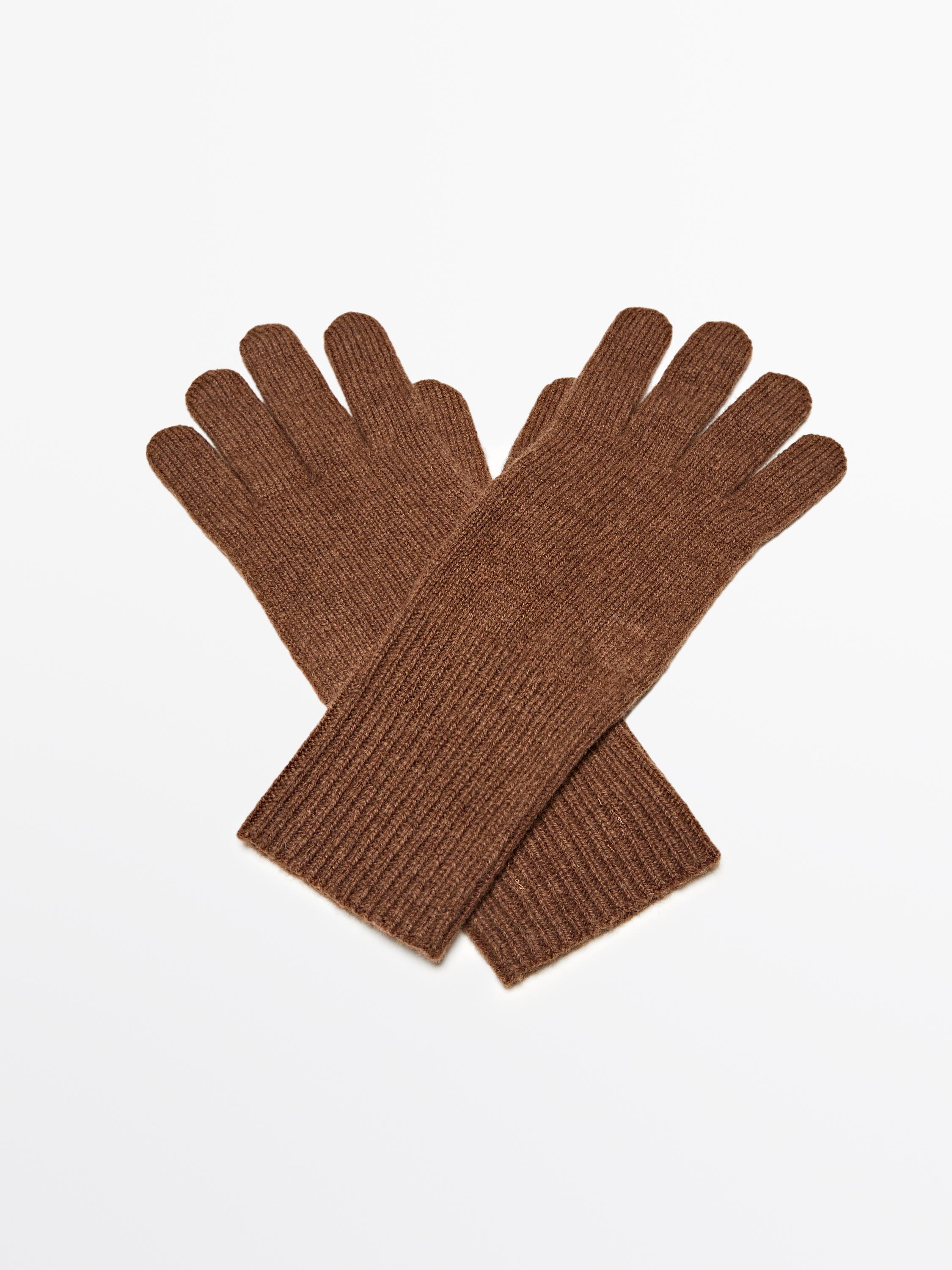Wool blend knit gloves