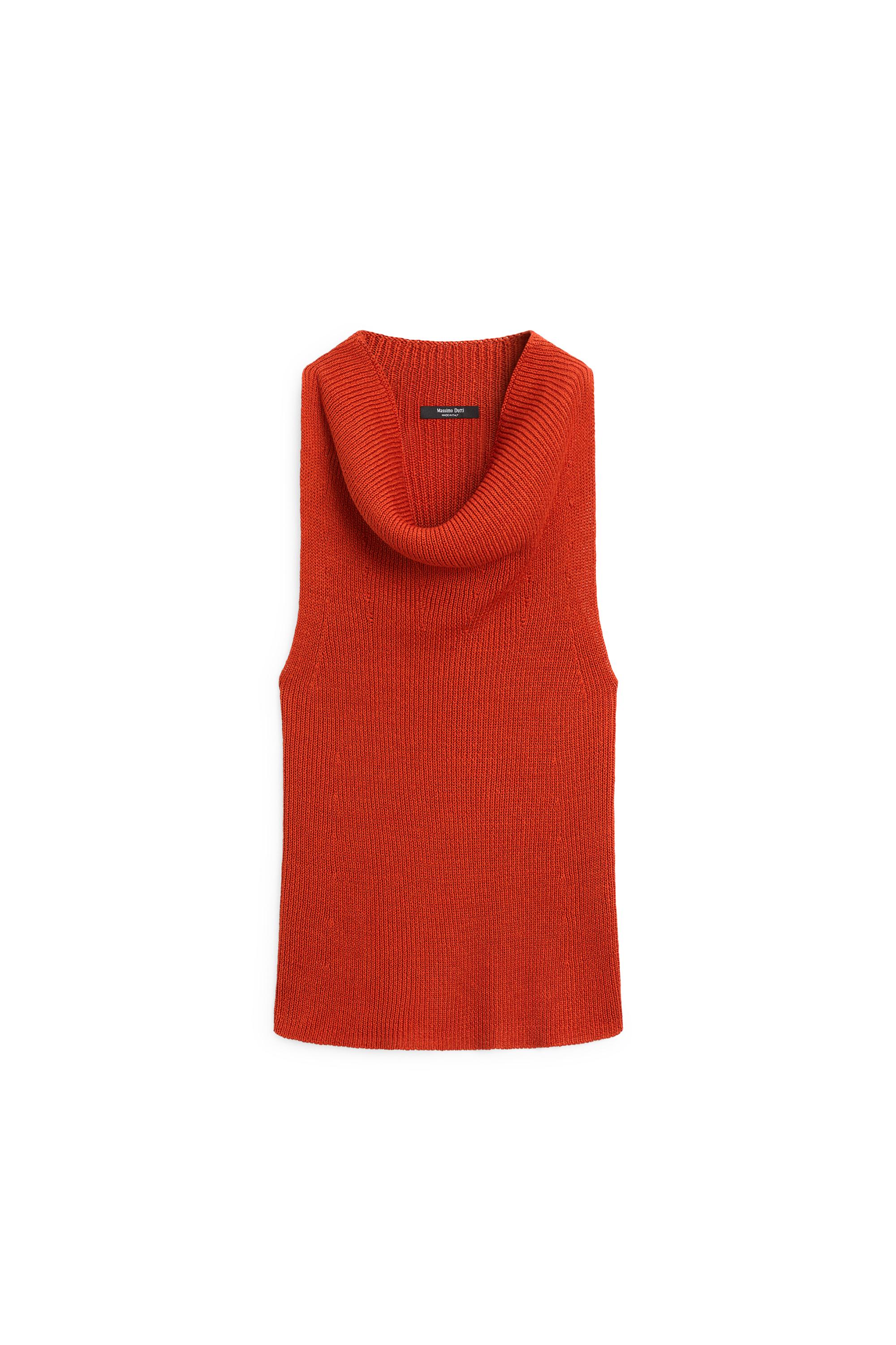 Cotton top with cowl neckline — BURNT ORANGE