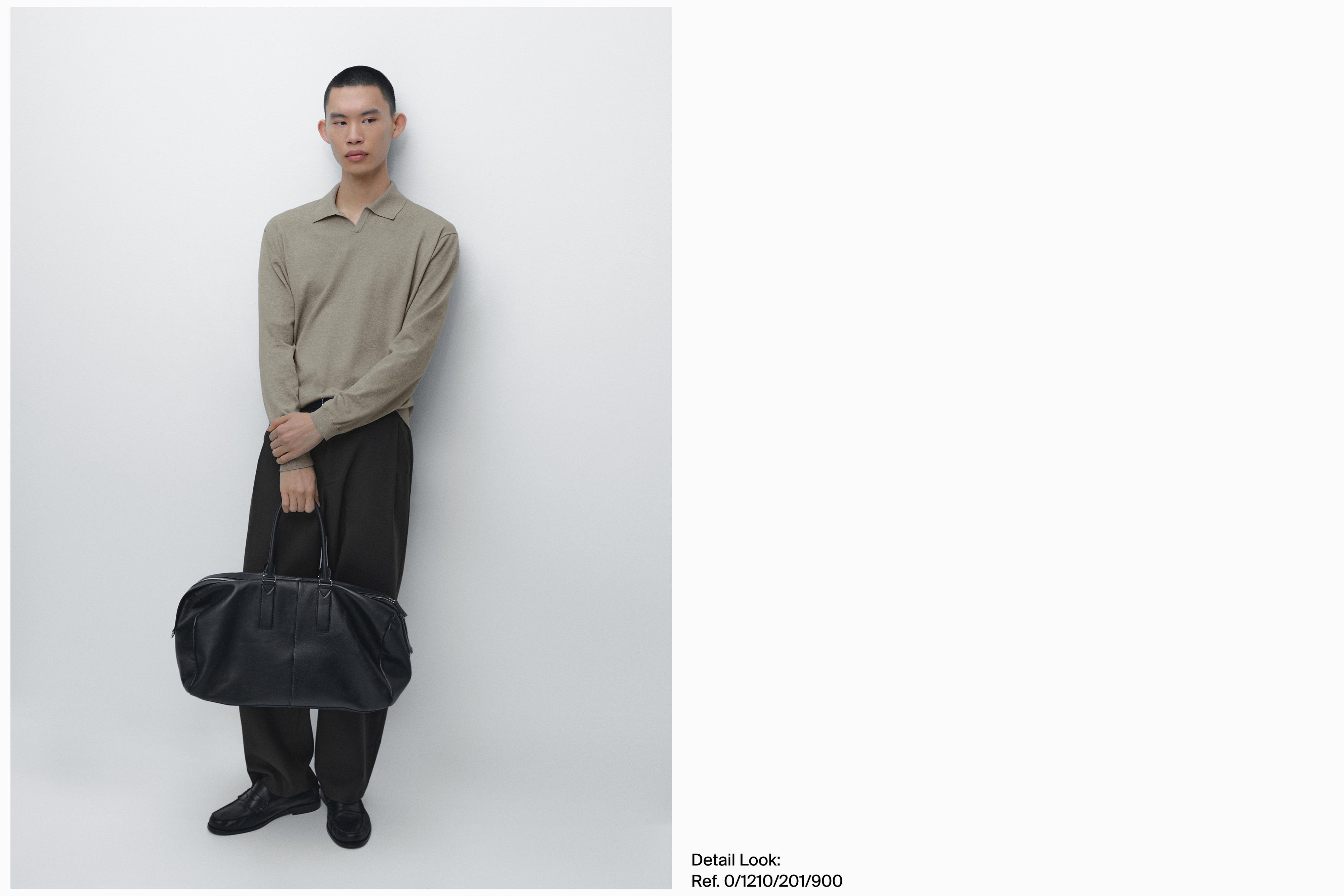 Cotton knit polo sweater — Greyish green