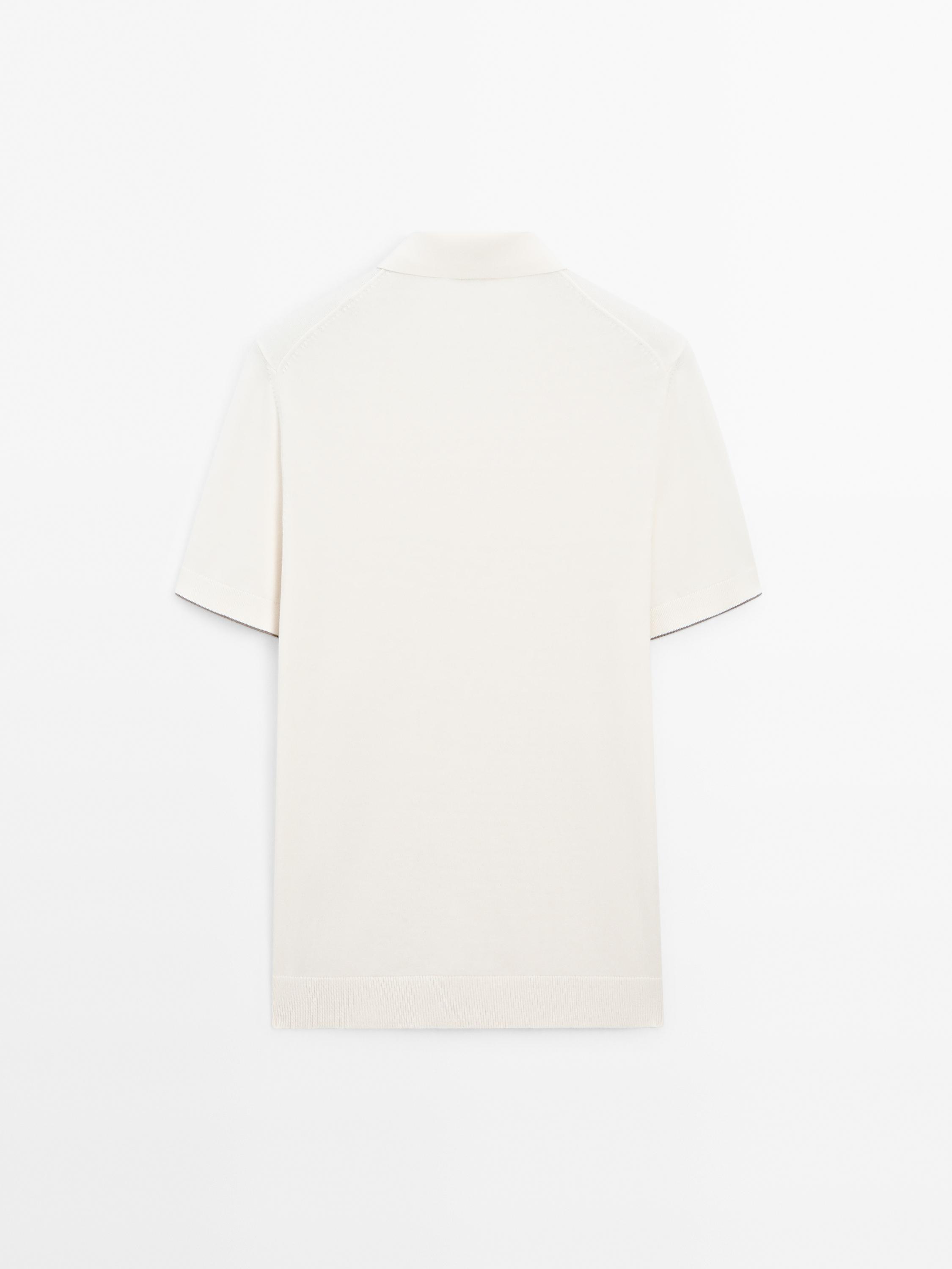 Mock neck knit polo shirt with zip
