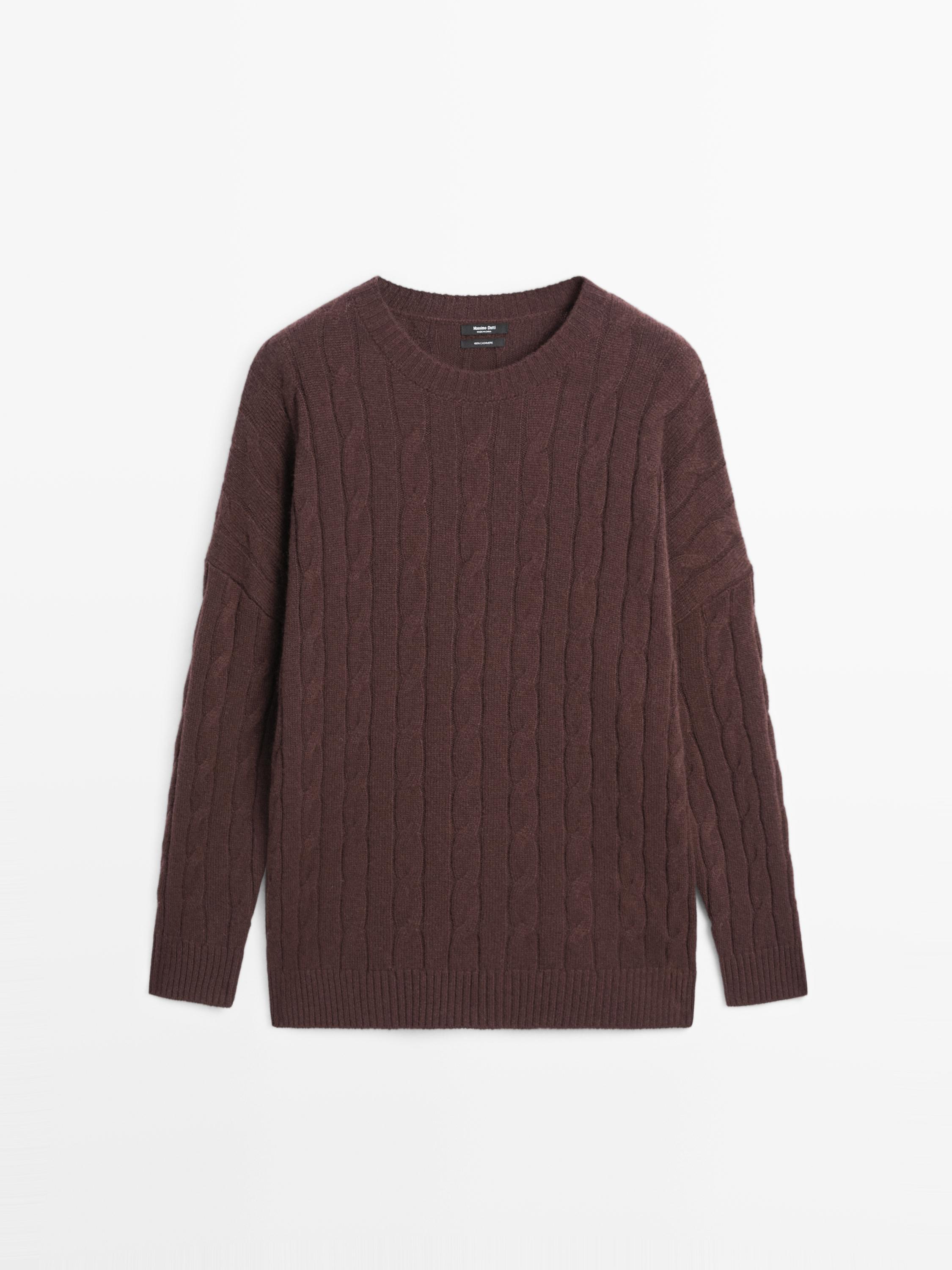 100% cashmere cable-knit sweater — MAROON