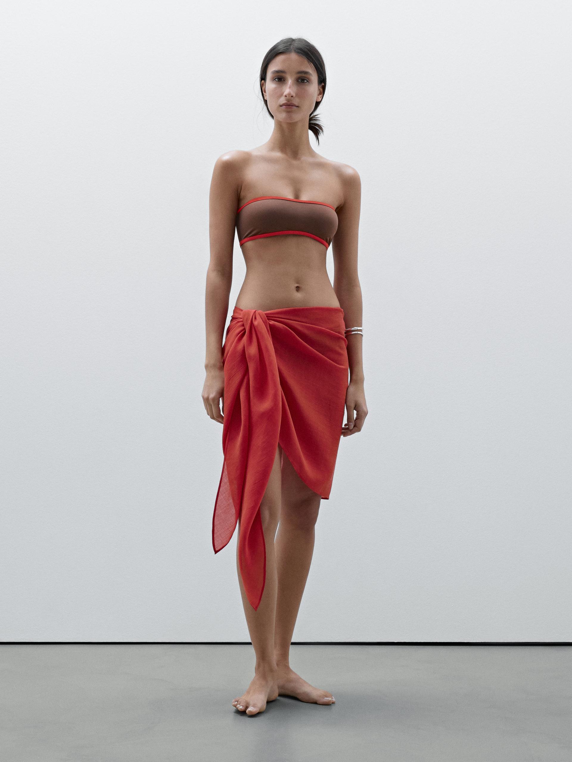 Jupe Paréo Multiposition - Rouge - M - Massimo Dutti - Femme