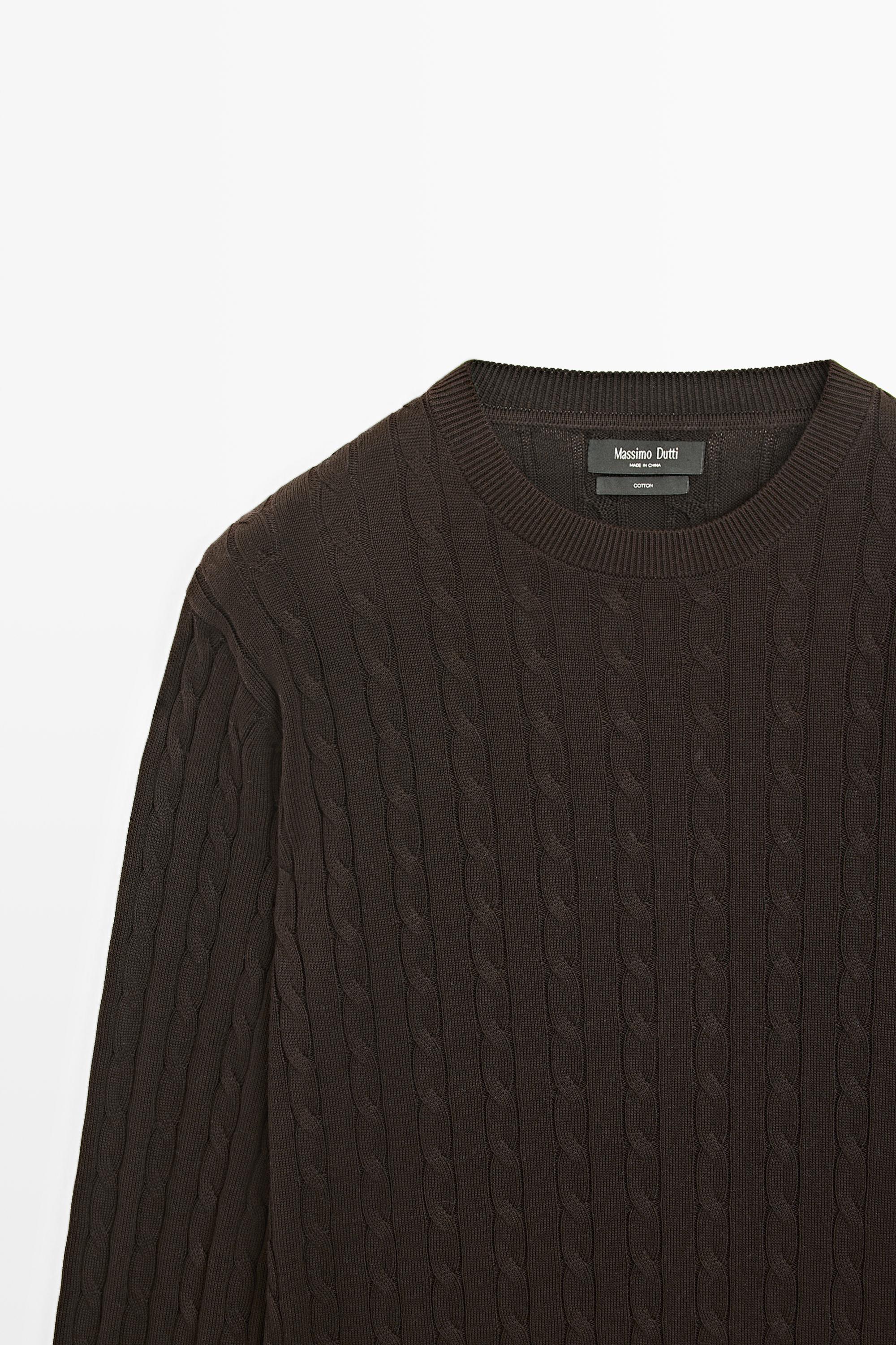 Cable-knit round neck sweater - thumbnail 4