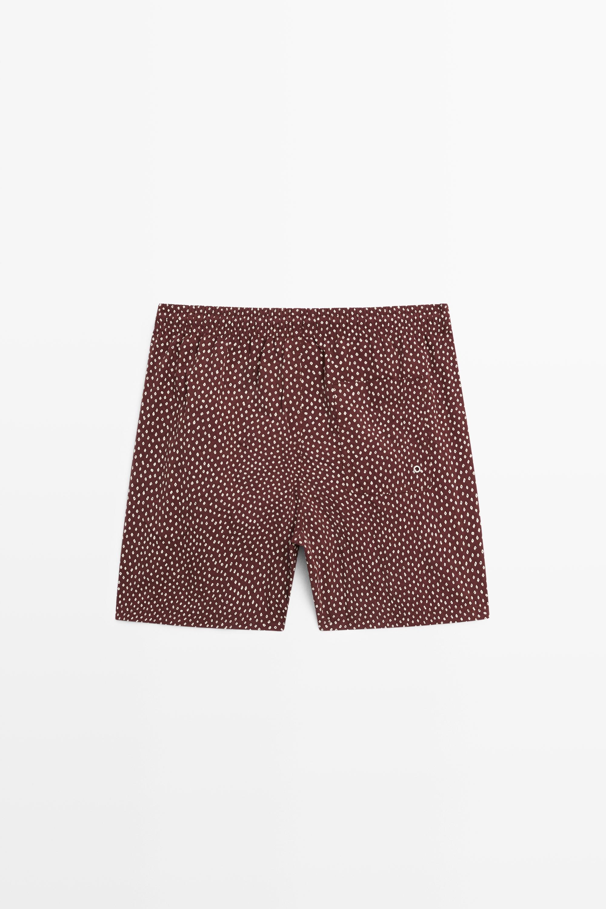 Polka dot print swimming trunks — BURGUNDY
