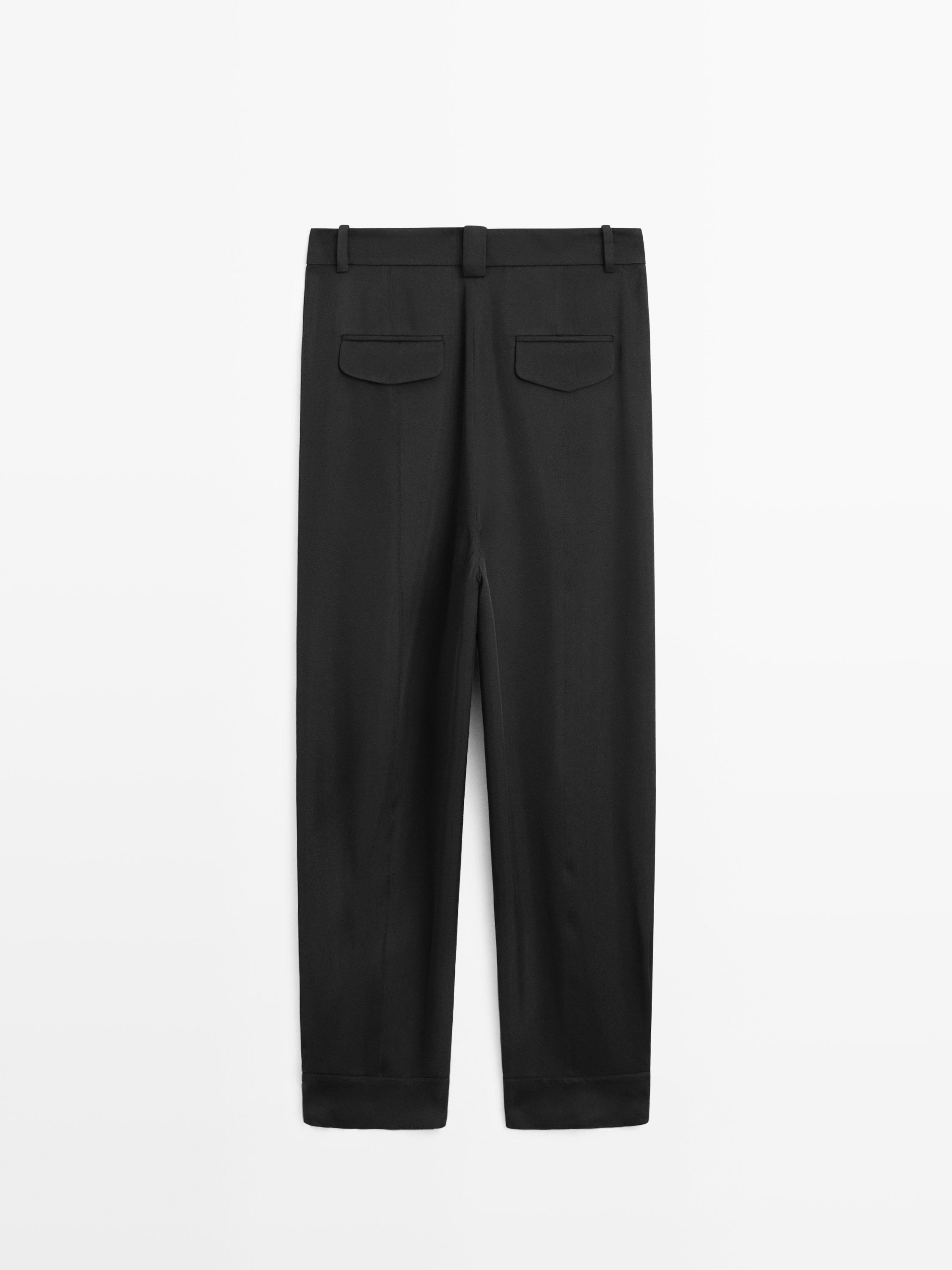 Sarouel trousers in flowing fabric — BLACK