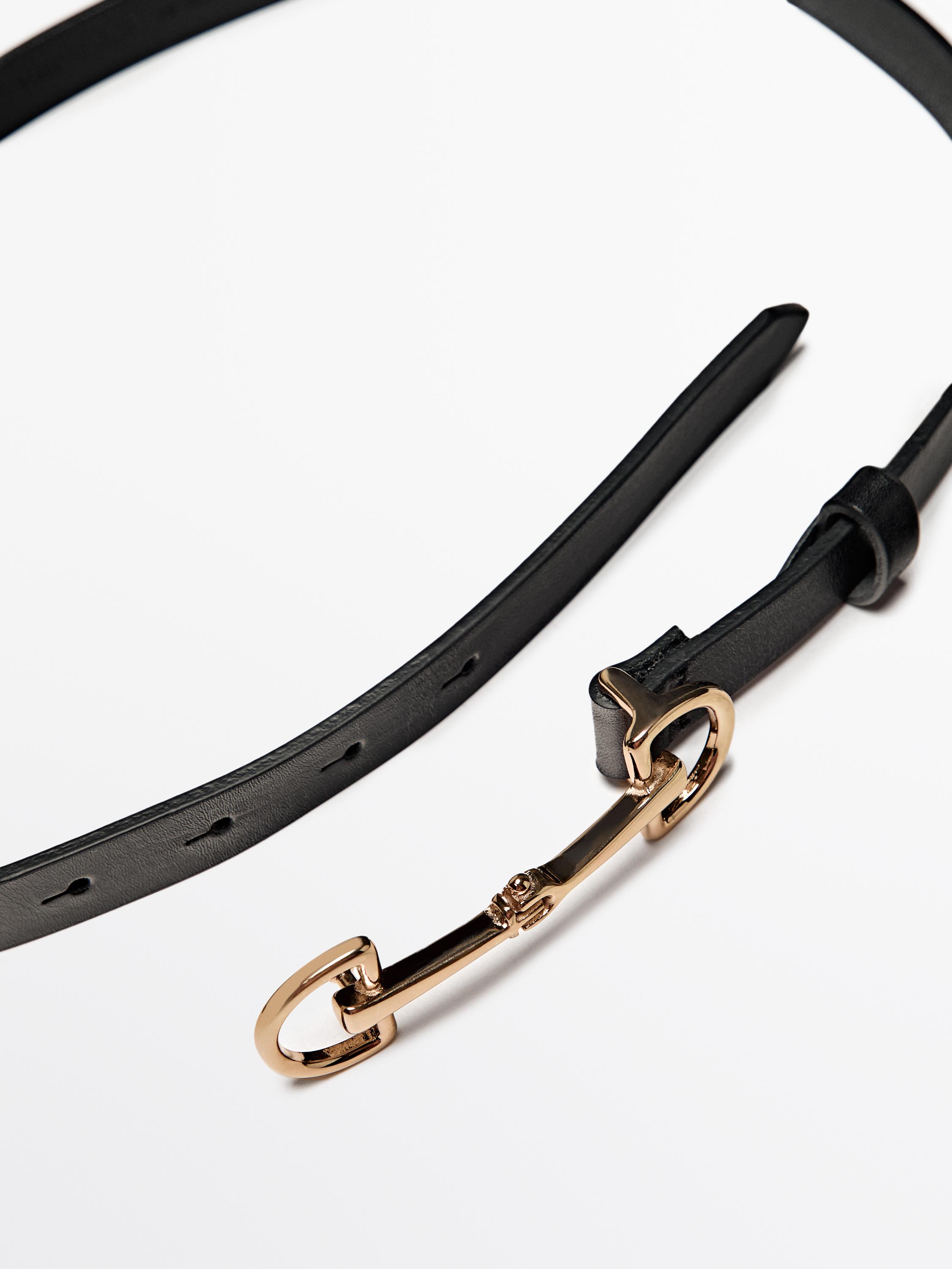Equestrian nappa leather belt — BLACK