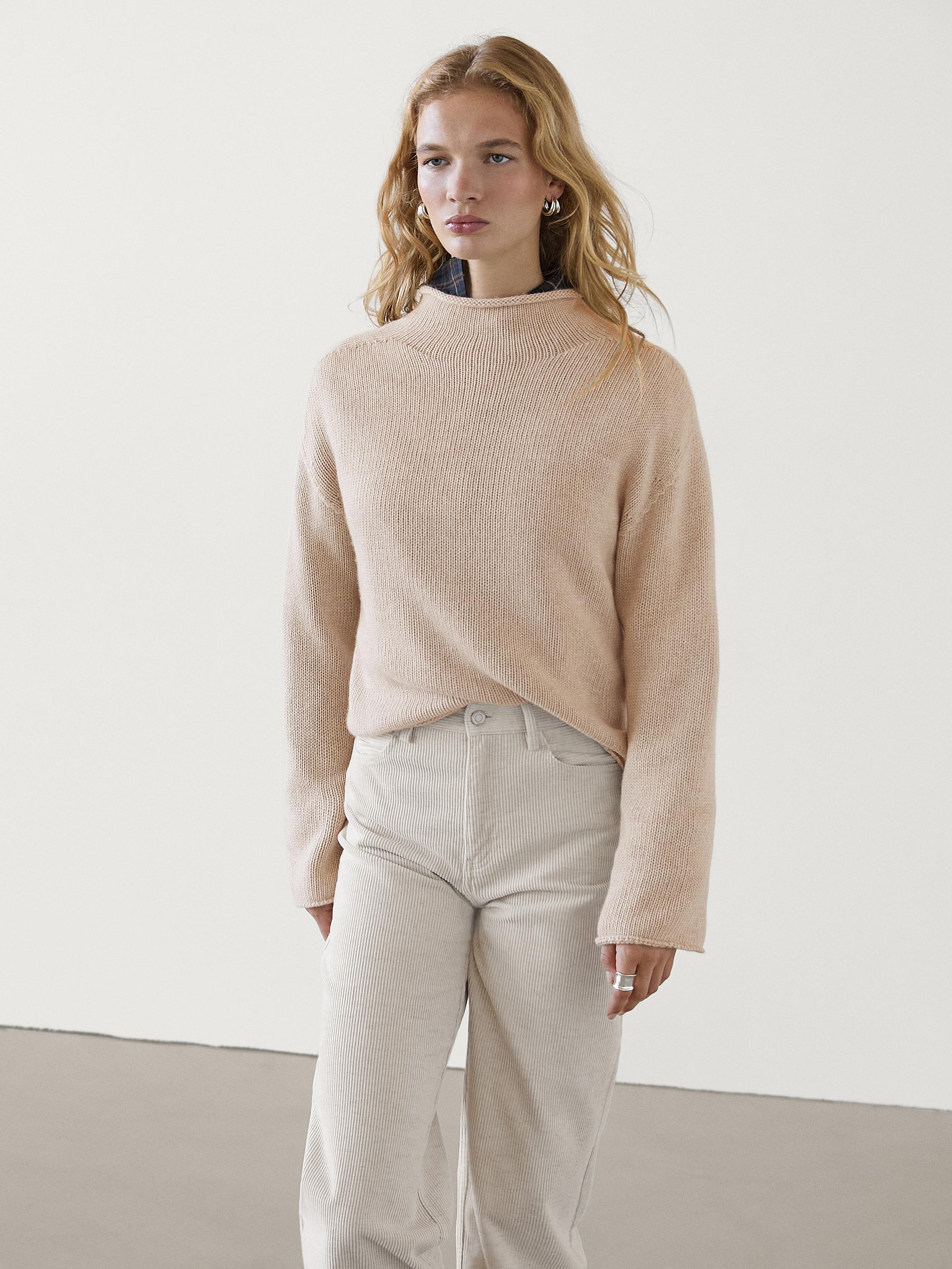 Mock turtleneck knit sweater