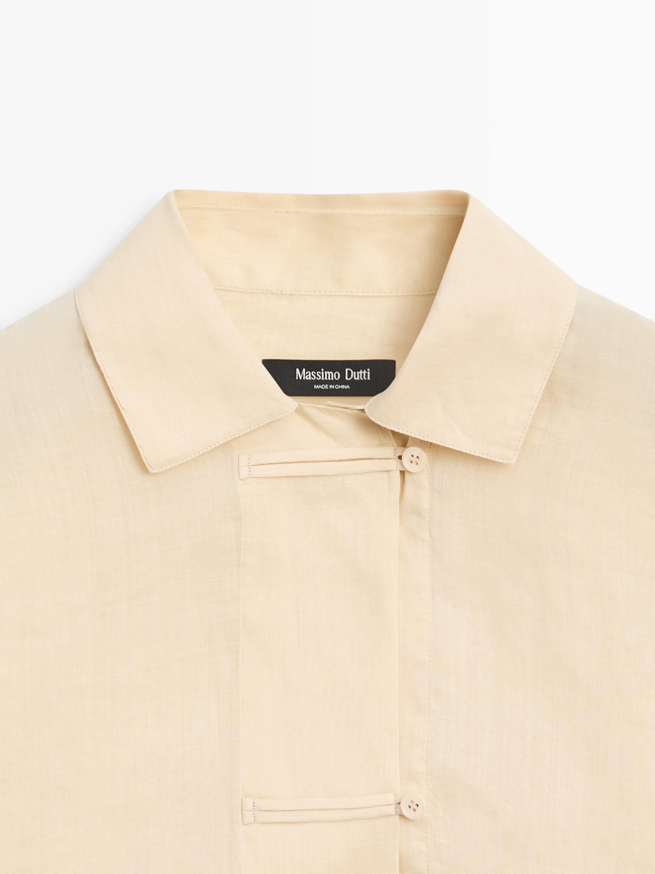 Flowing total look 100% ramie shirt — BEIGE