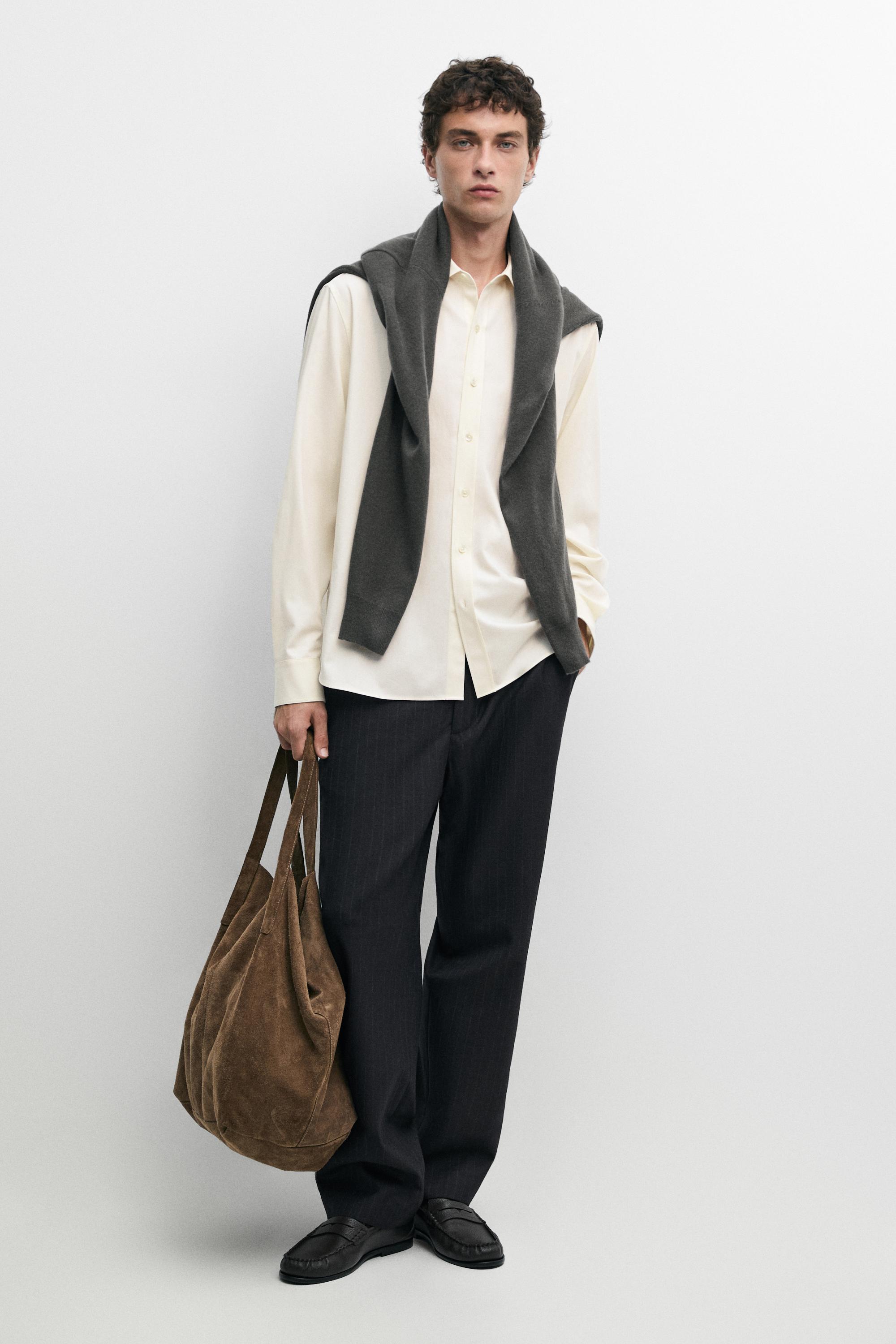 Camisa relaxed fit mestura algodón