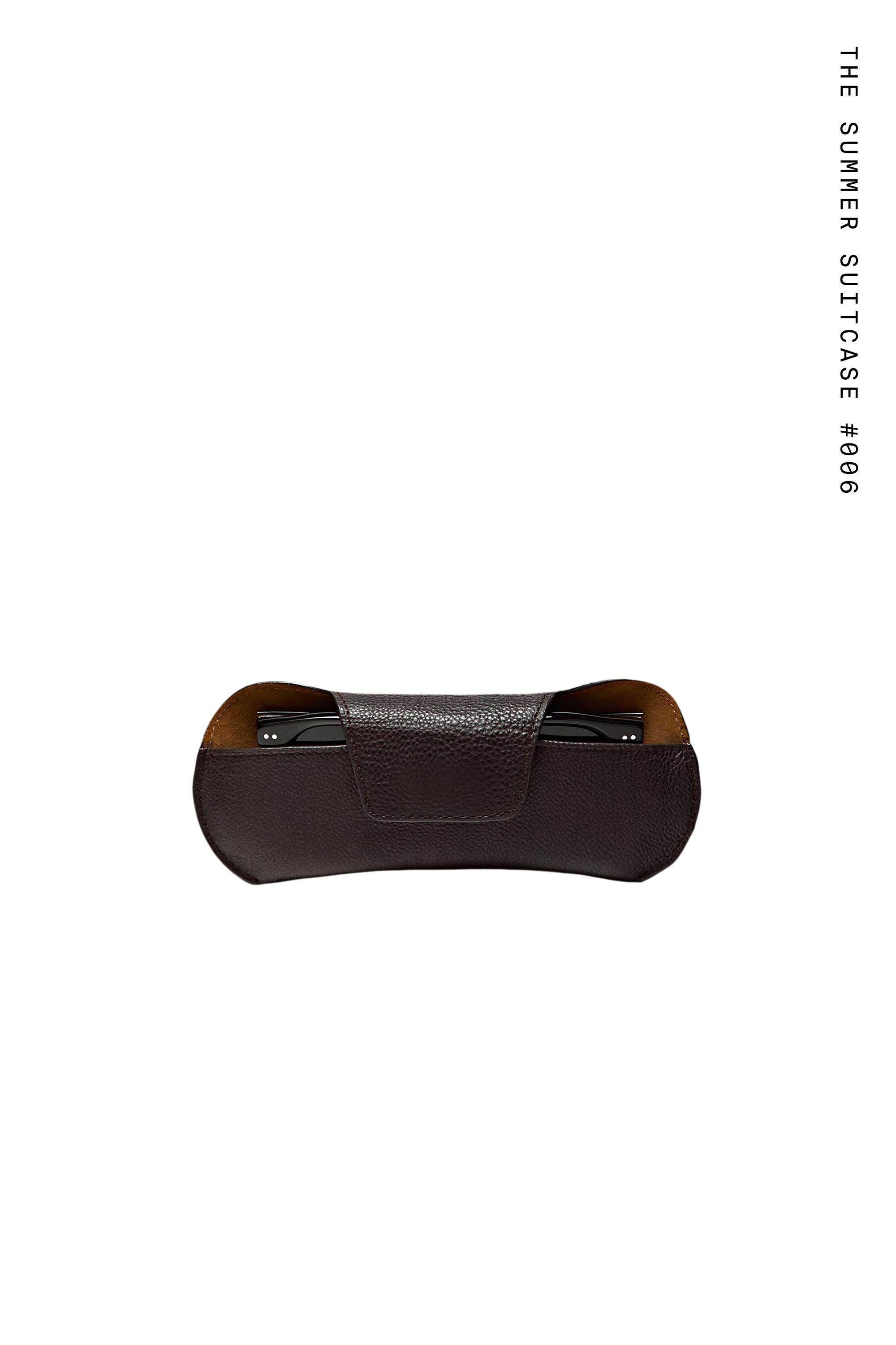 Nappa leather sunglasses case — BROWN