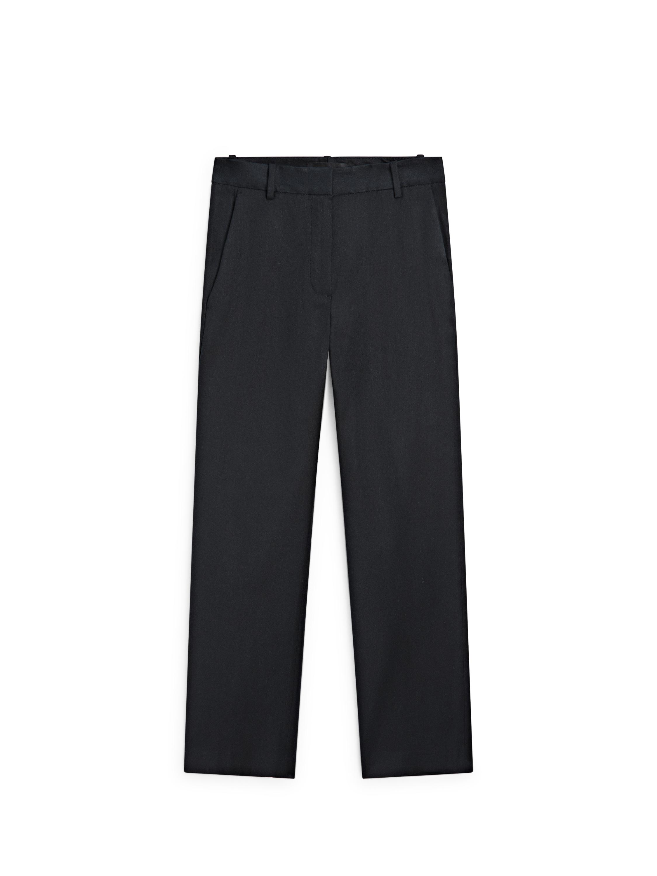 Straight-leg linen blend trousers — NAVY BLUE