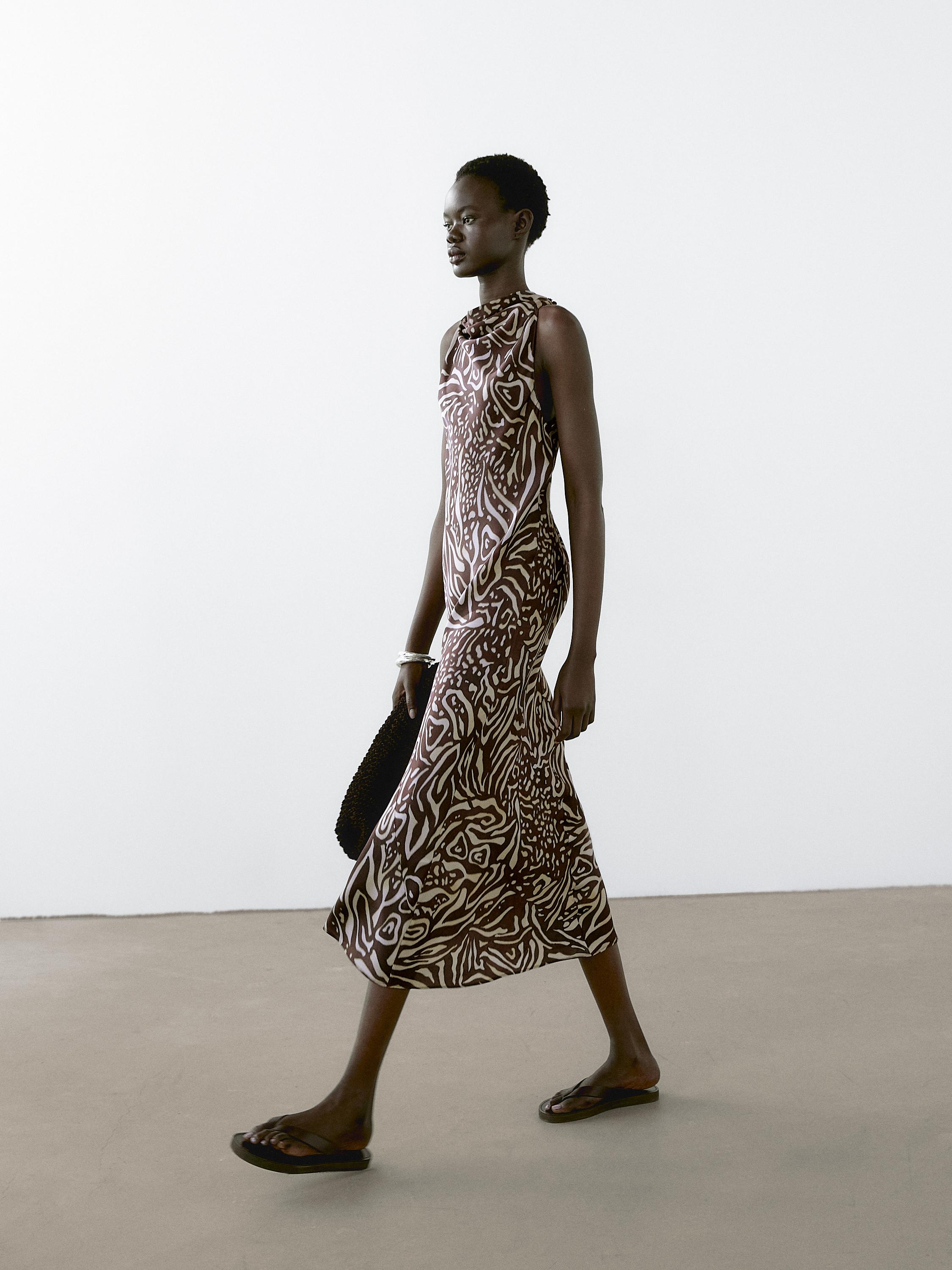 Flowing printed midi dress