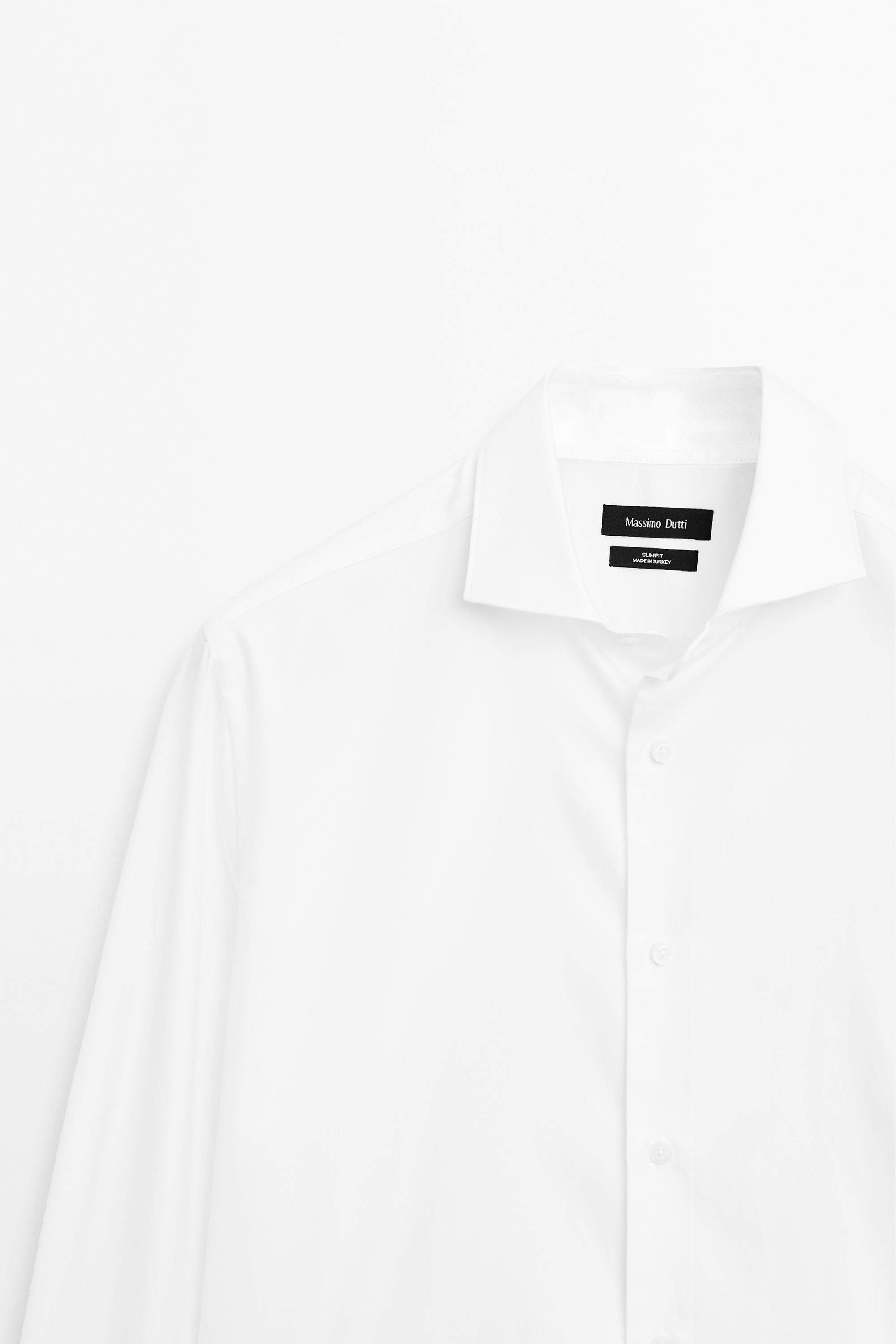 Slim fit 100% cotton shirt — WHITE