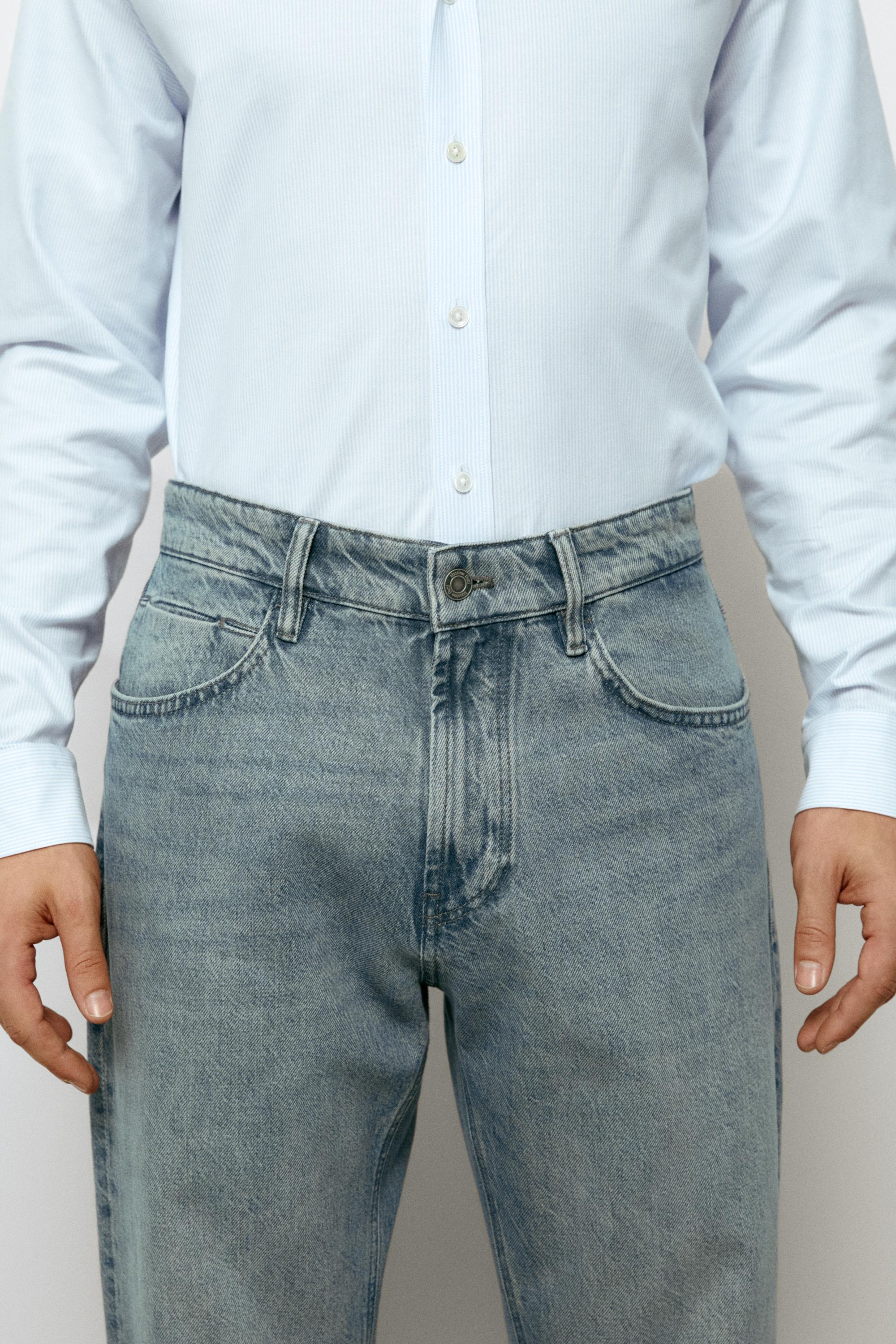 Stonewashed tapered-fit jeans — BLUE