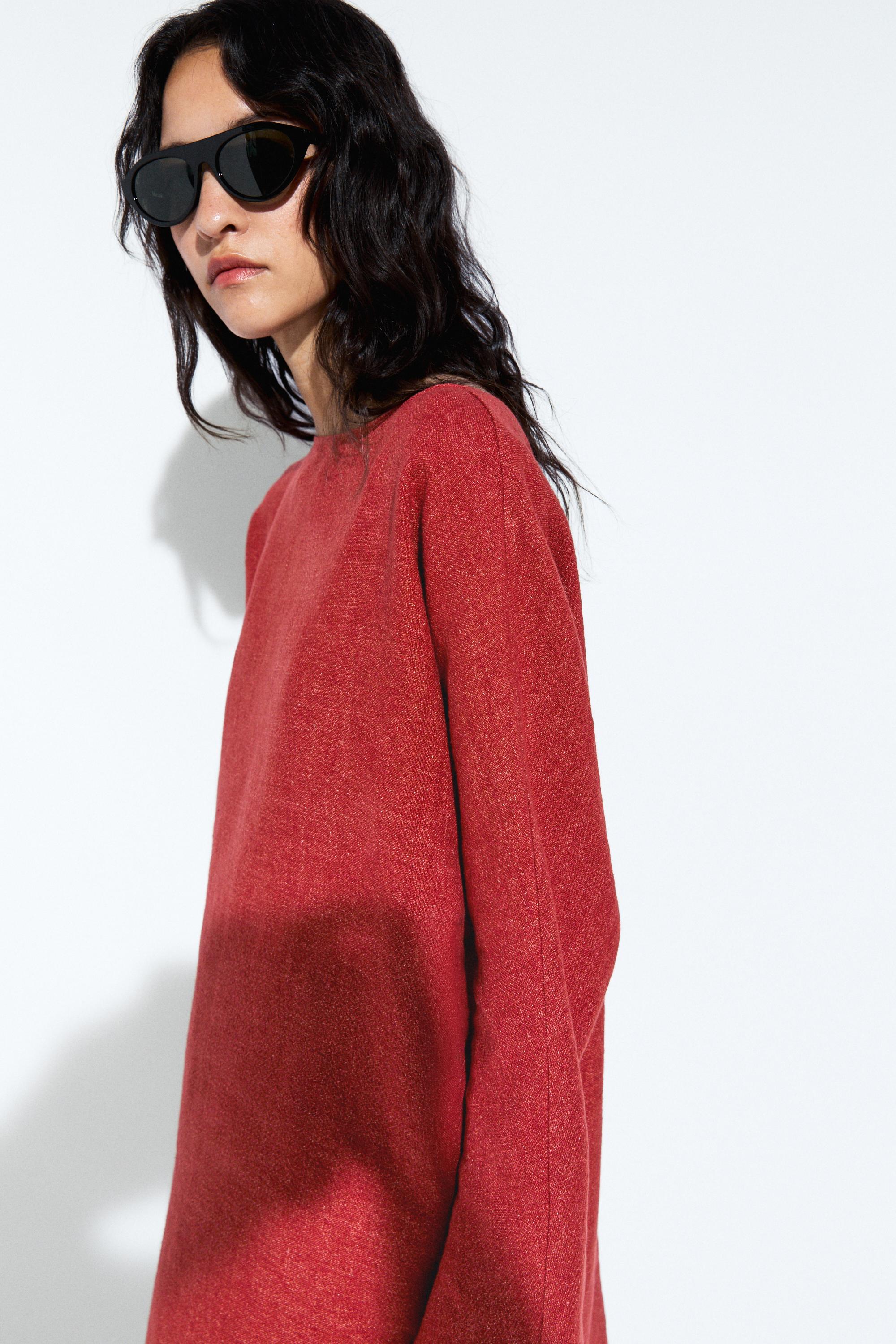 Long sleeve mini dress — Red