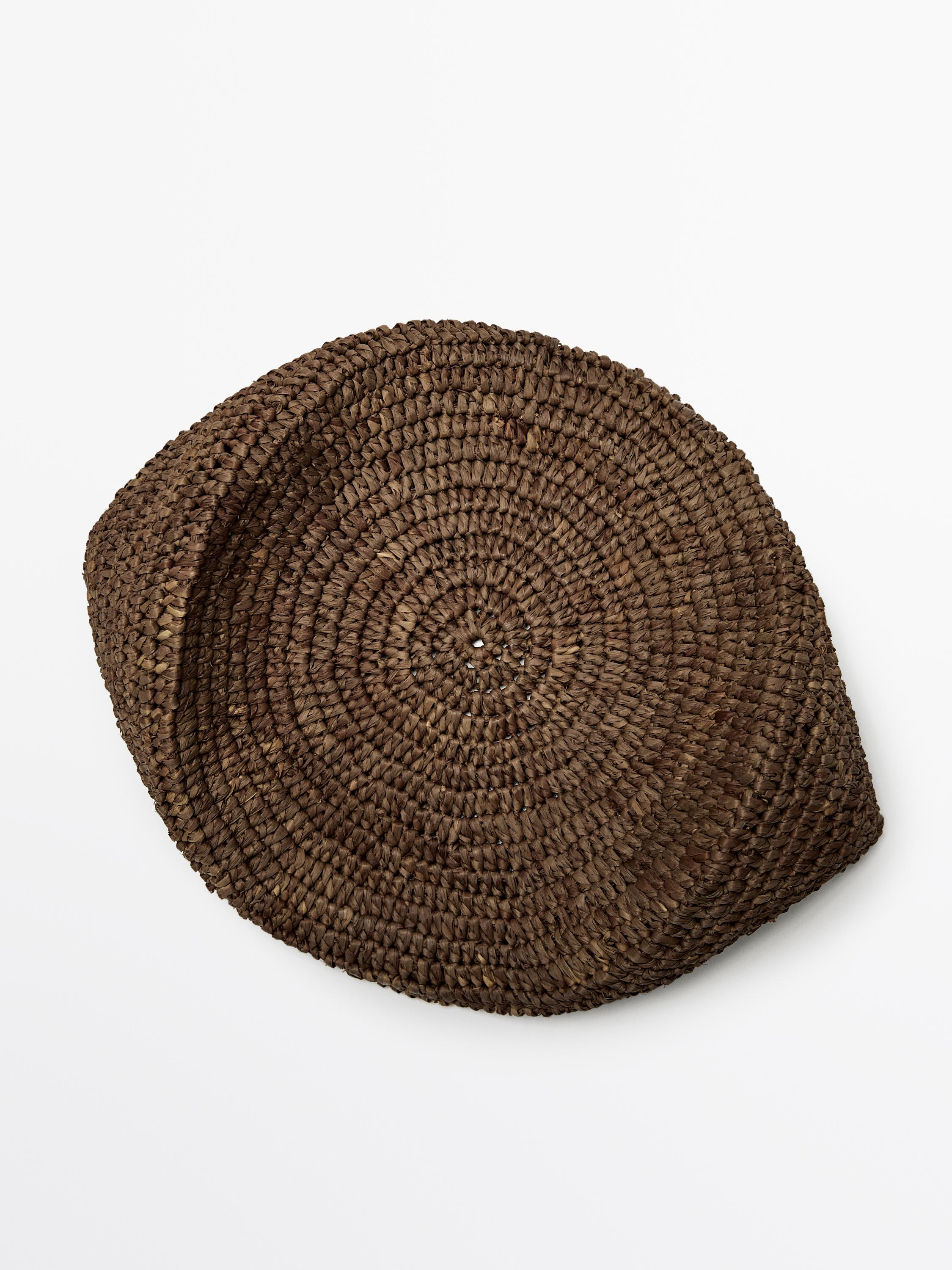 100% raffia skullcap hat