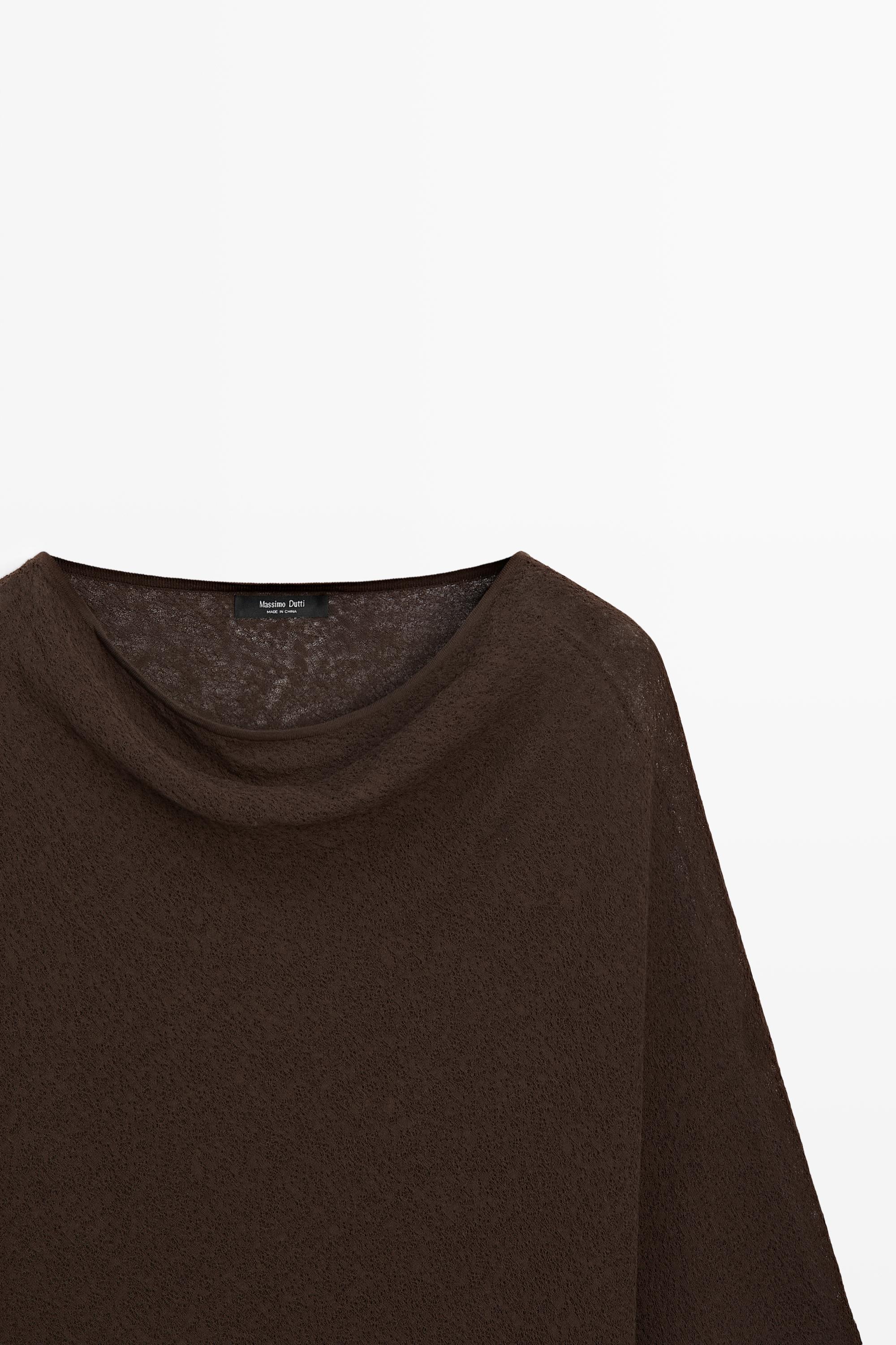 Asymmetric cotton cape — BROWN