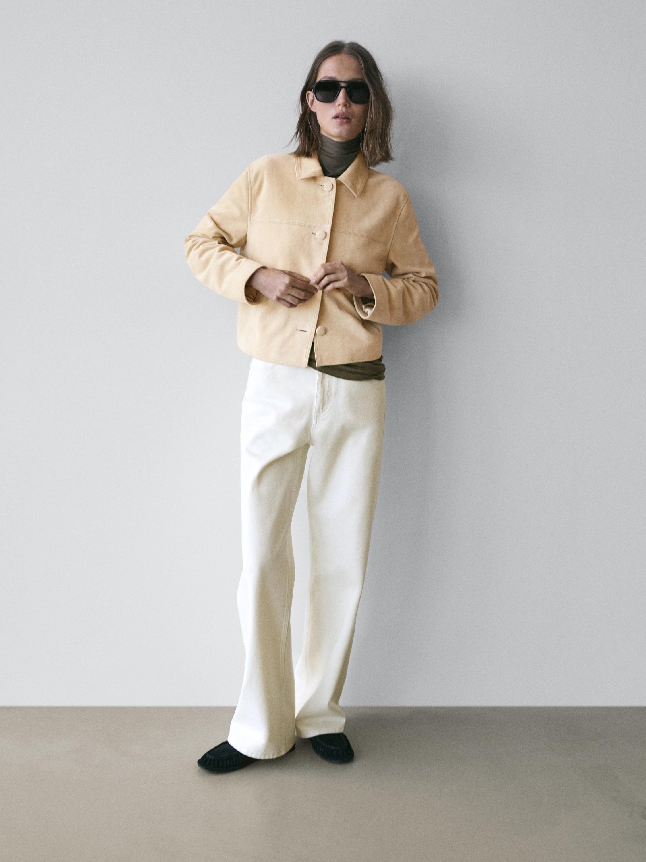 Kısa süet deri ceket