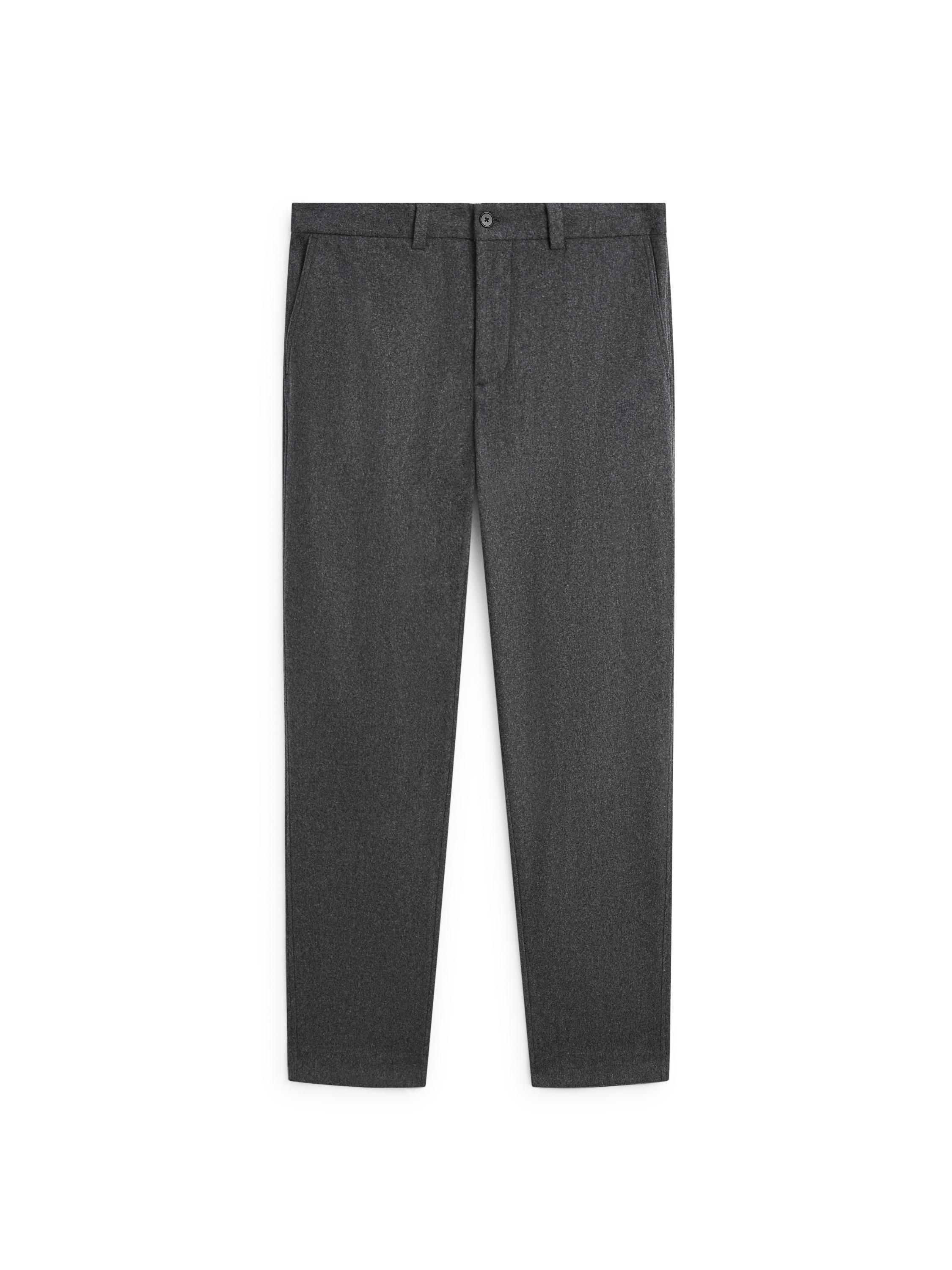 Wool blend flannel trousers — GREY