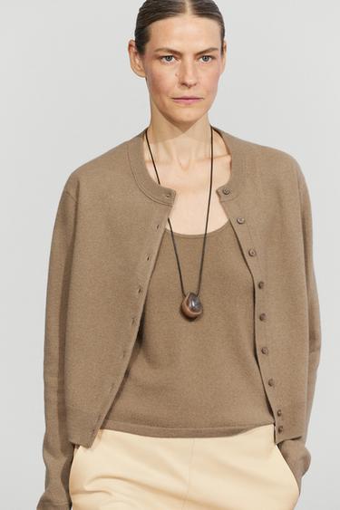 Knit cardigan with button detail — GREENISH 3