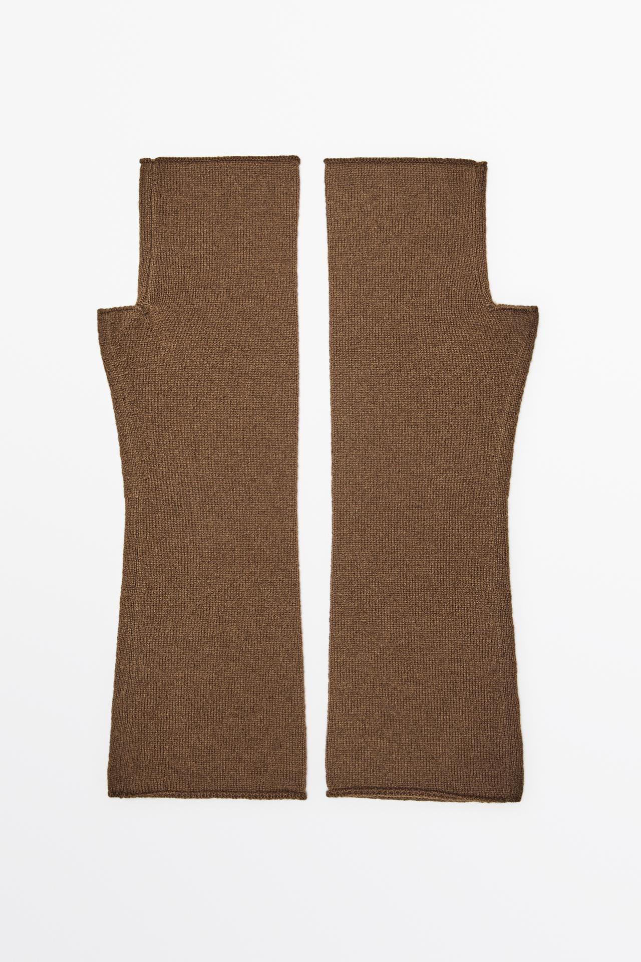 Wool and cashmere knit mittens — Caramel
