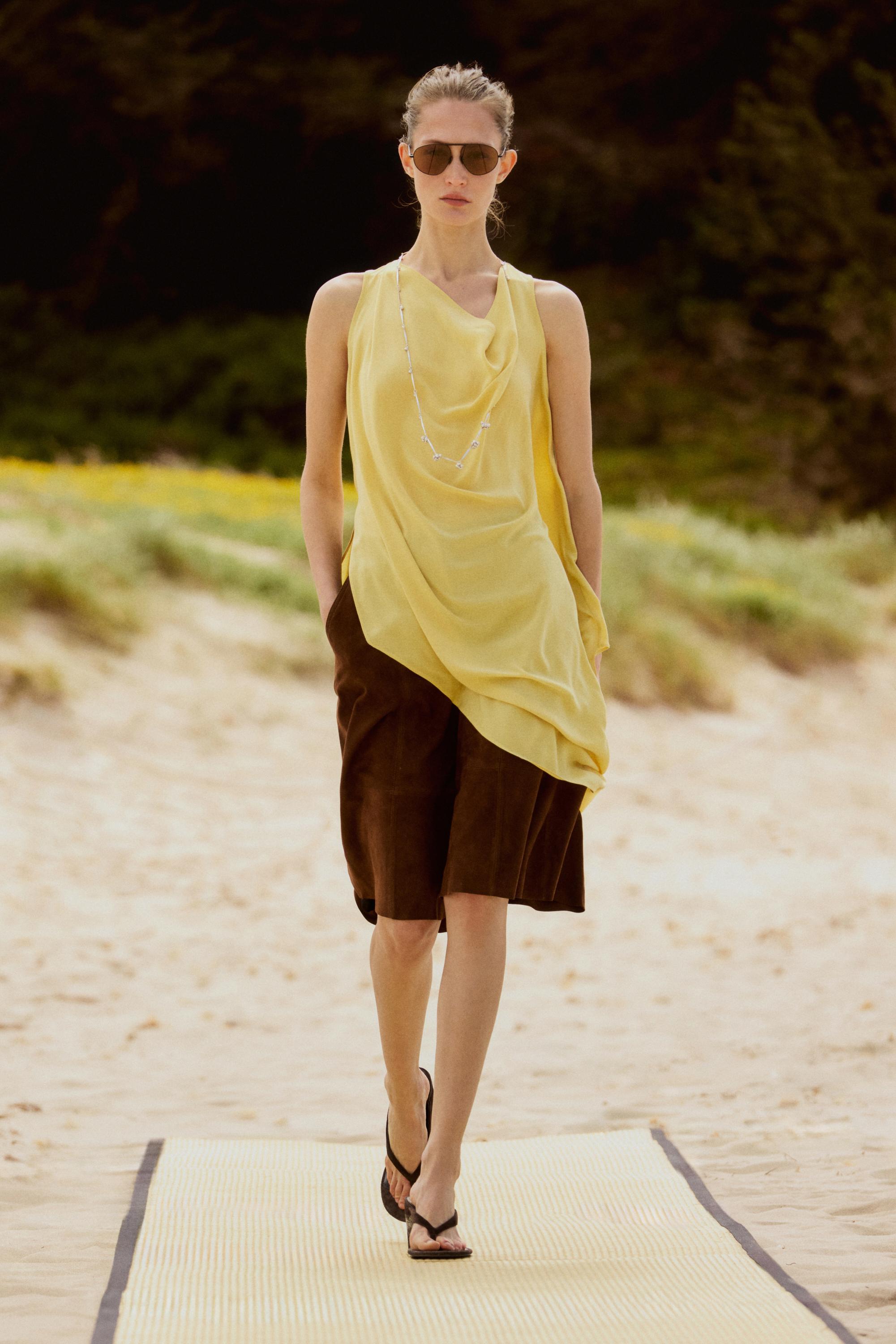 Long flowing asymmetric top — PALE YELLOW