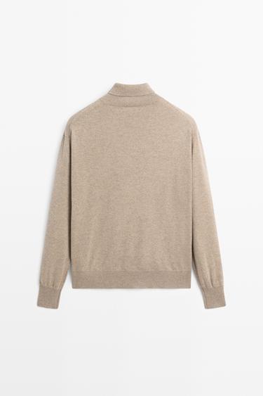 100% cashmere high neck knit sweater — BEIGE 6