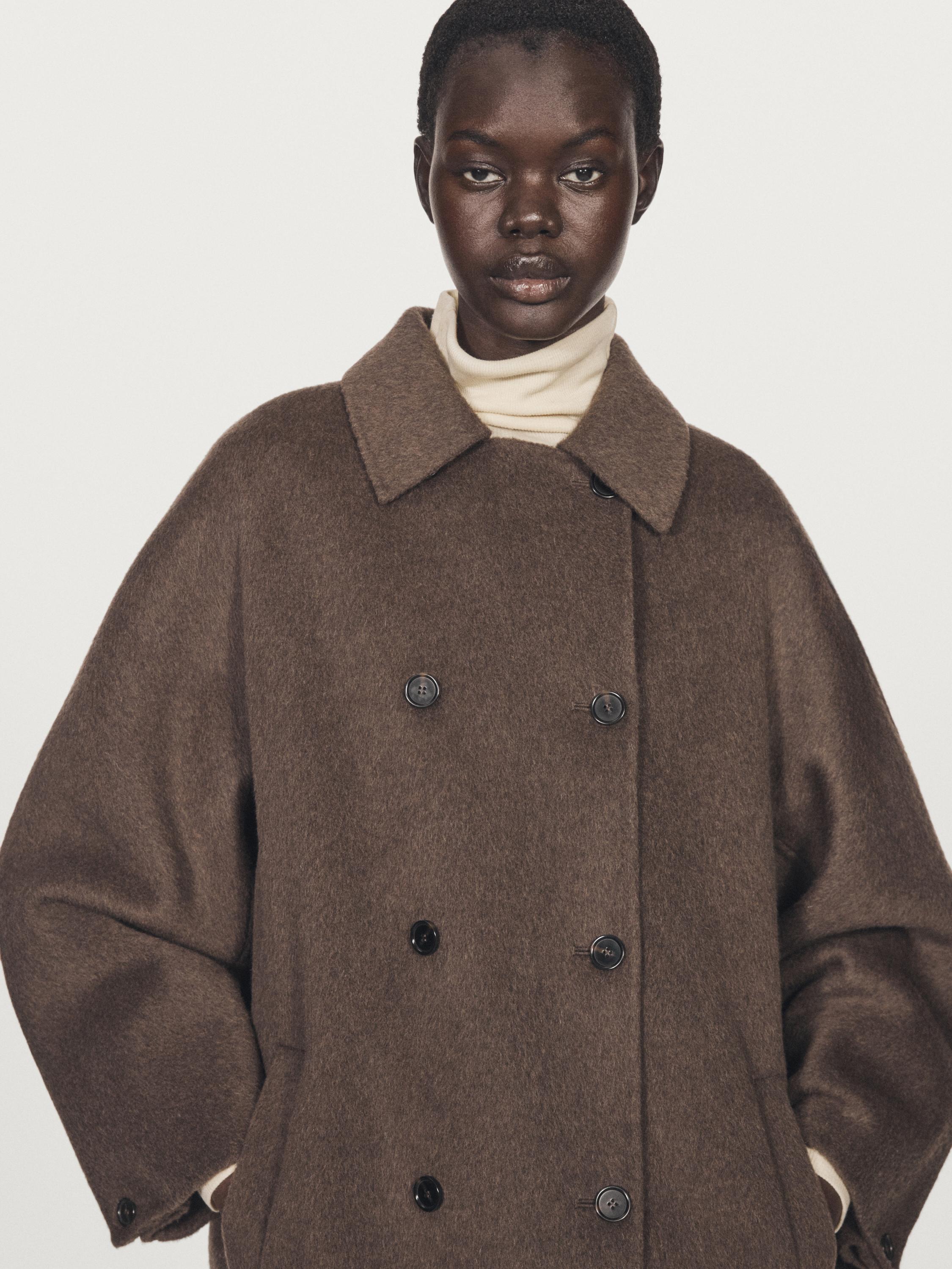 Abrigo cruzado mezcla lana