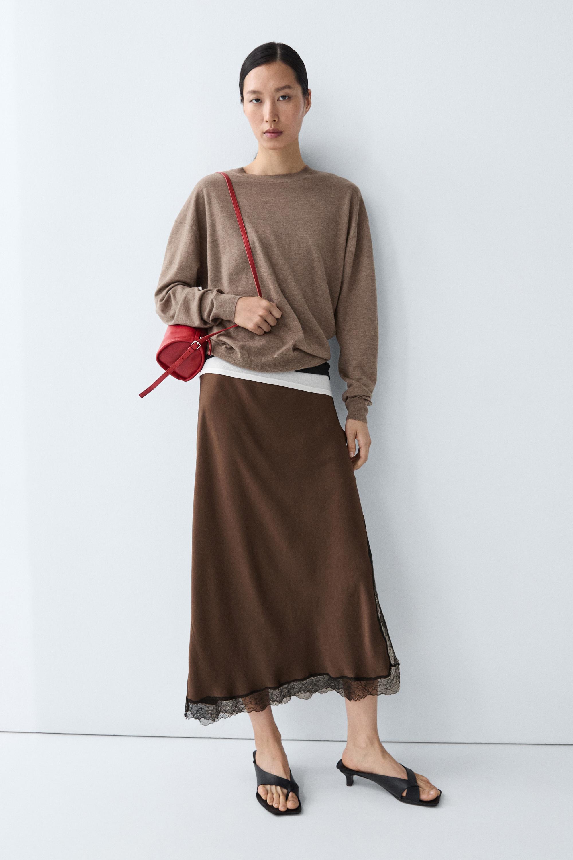 Fine knit round neck sweater — MOLE BROWN