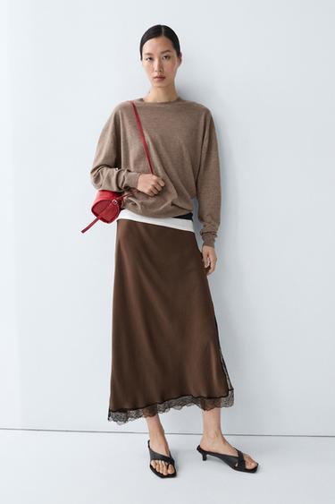 Fine knit round neck sweater — MOLE BROWN 8