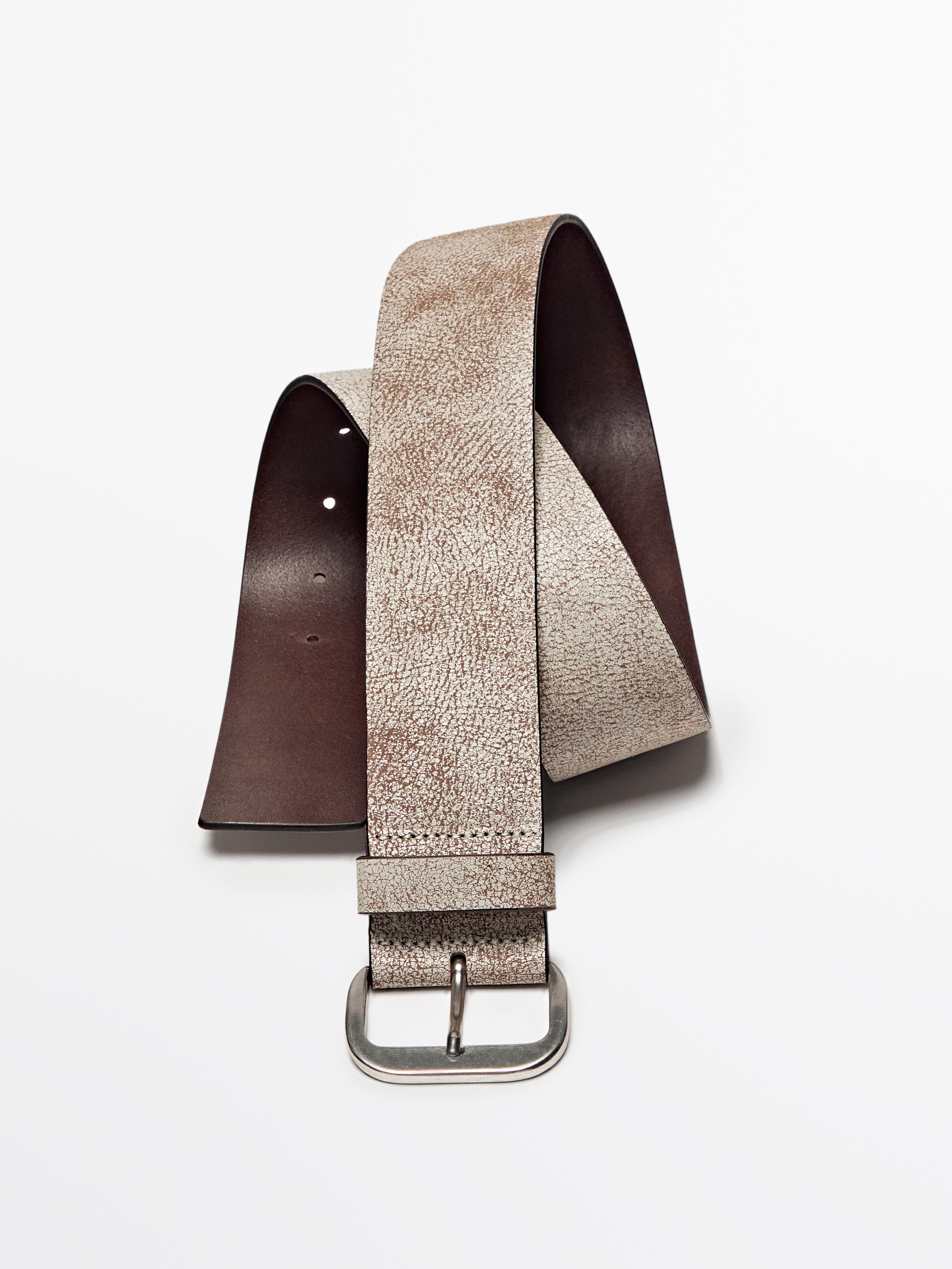 Wide belt with leather detail