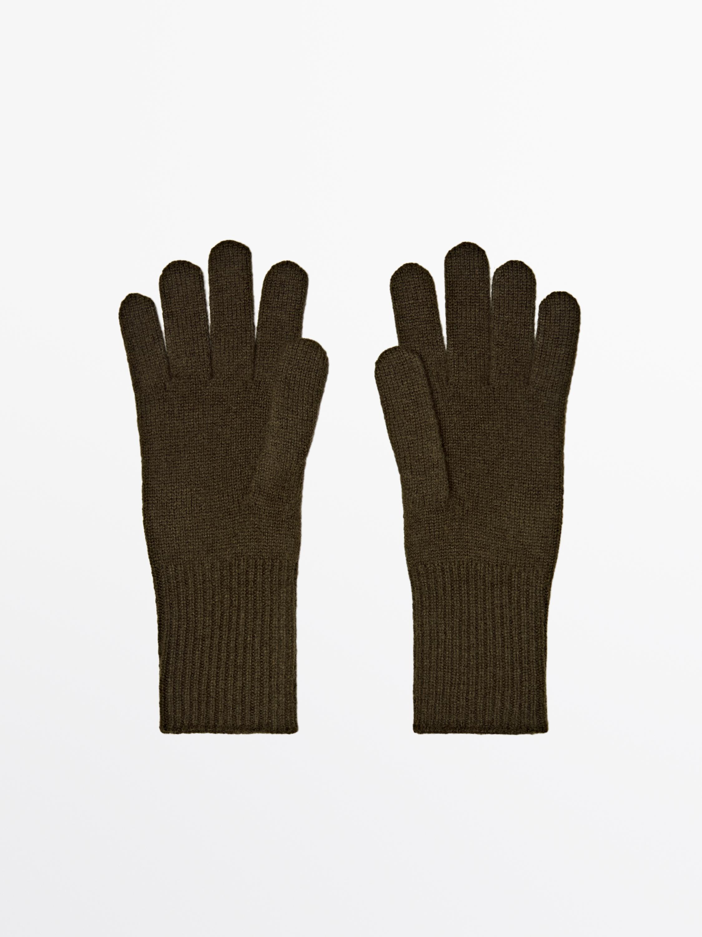 Wool blend knit gloves
