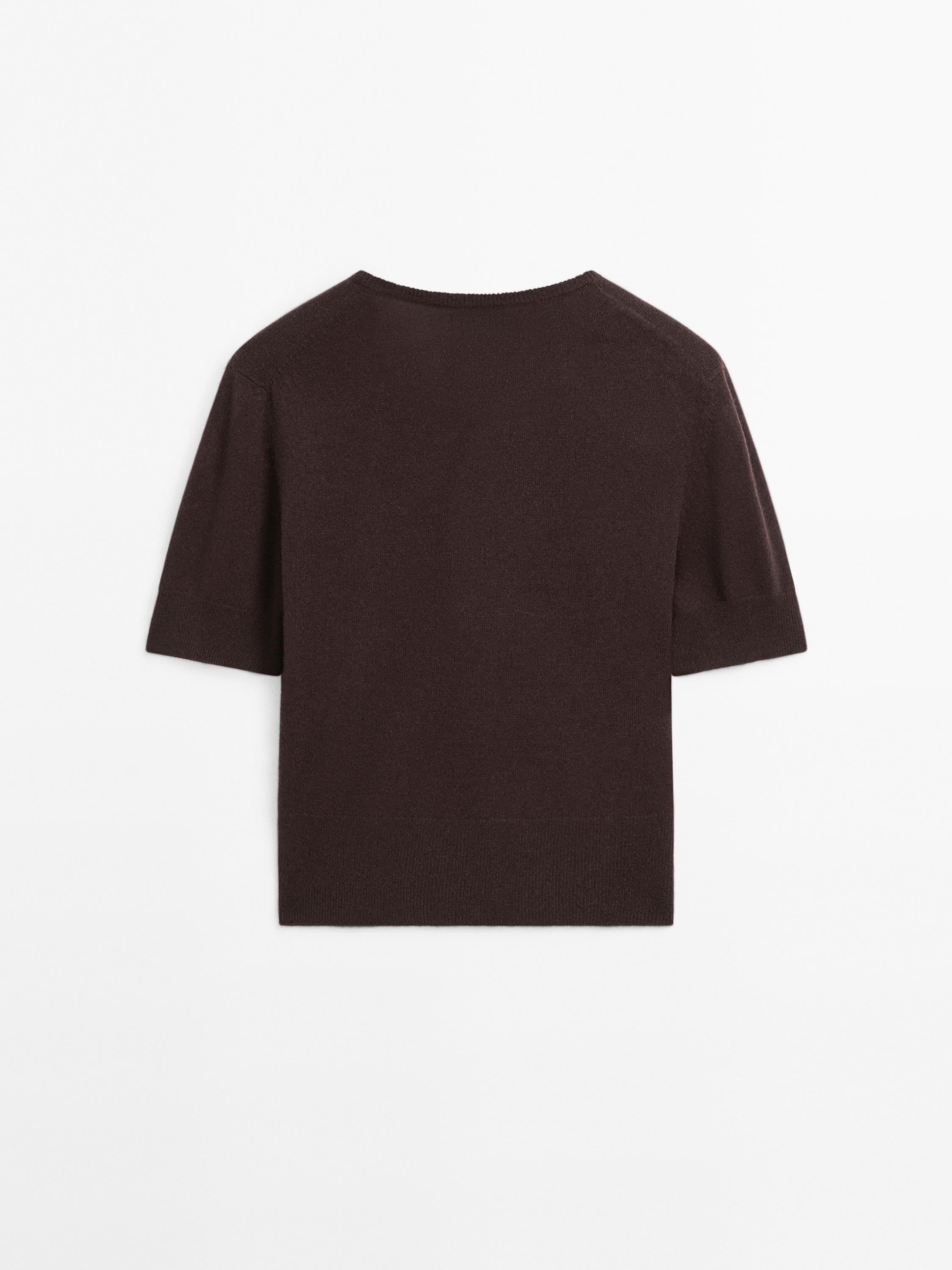 Short sleeve wool blend sweater