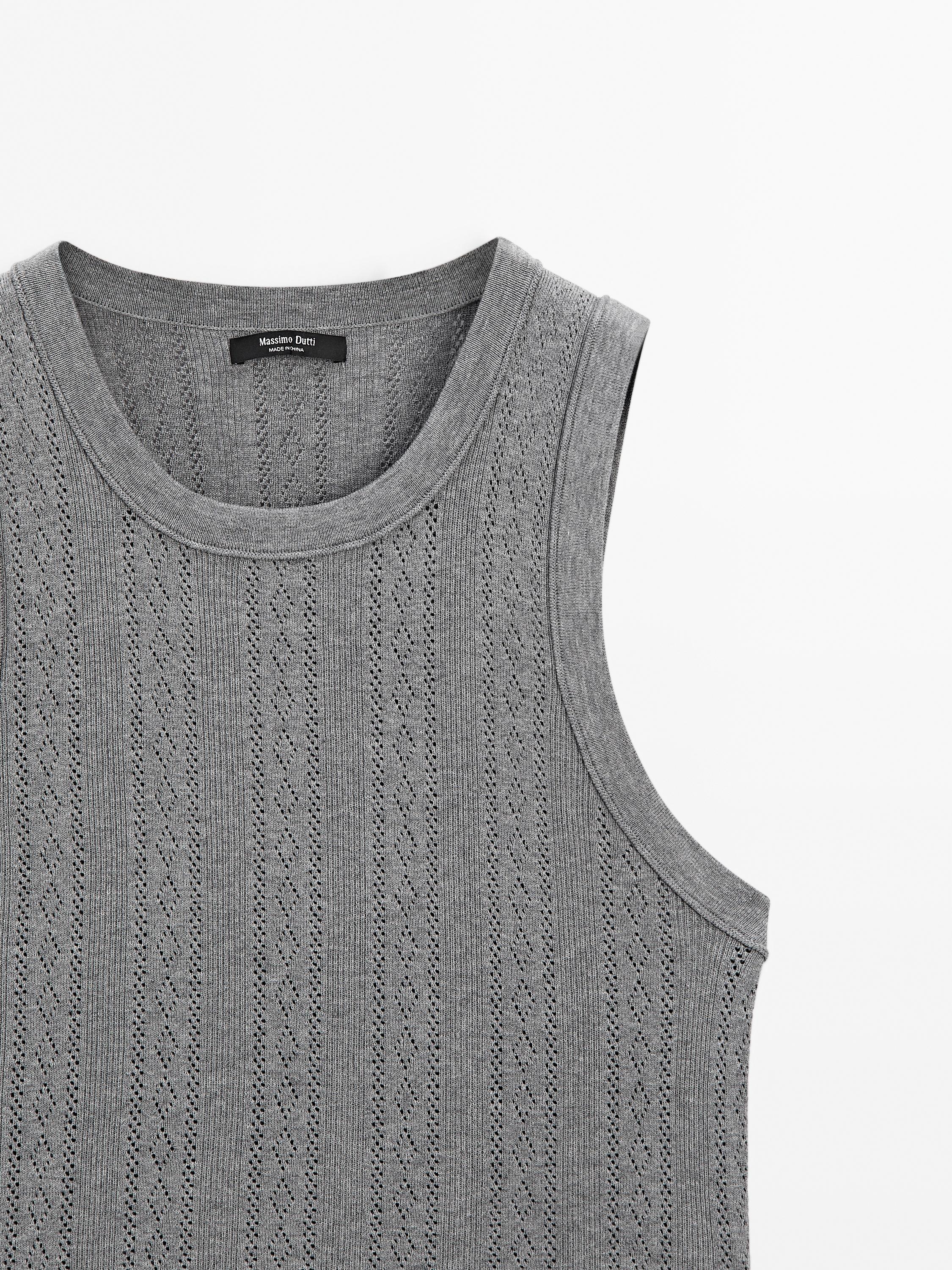 Cotton blend pointelle knit top
