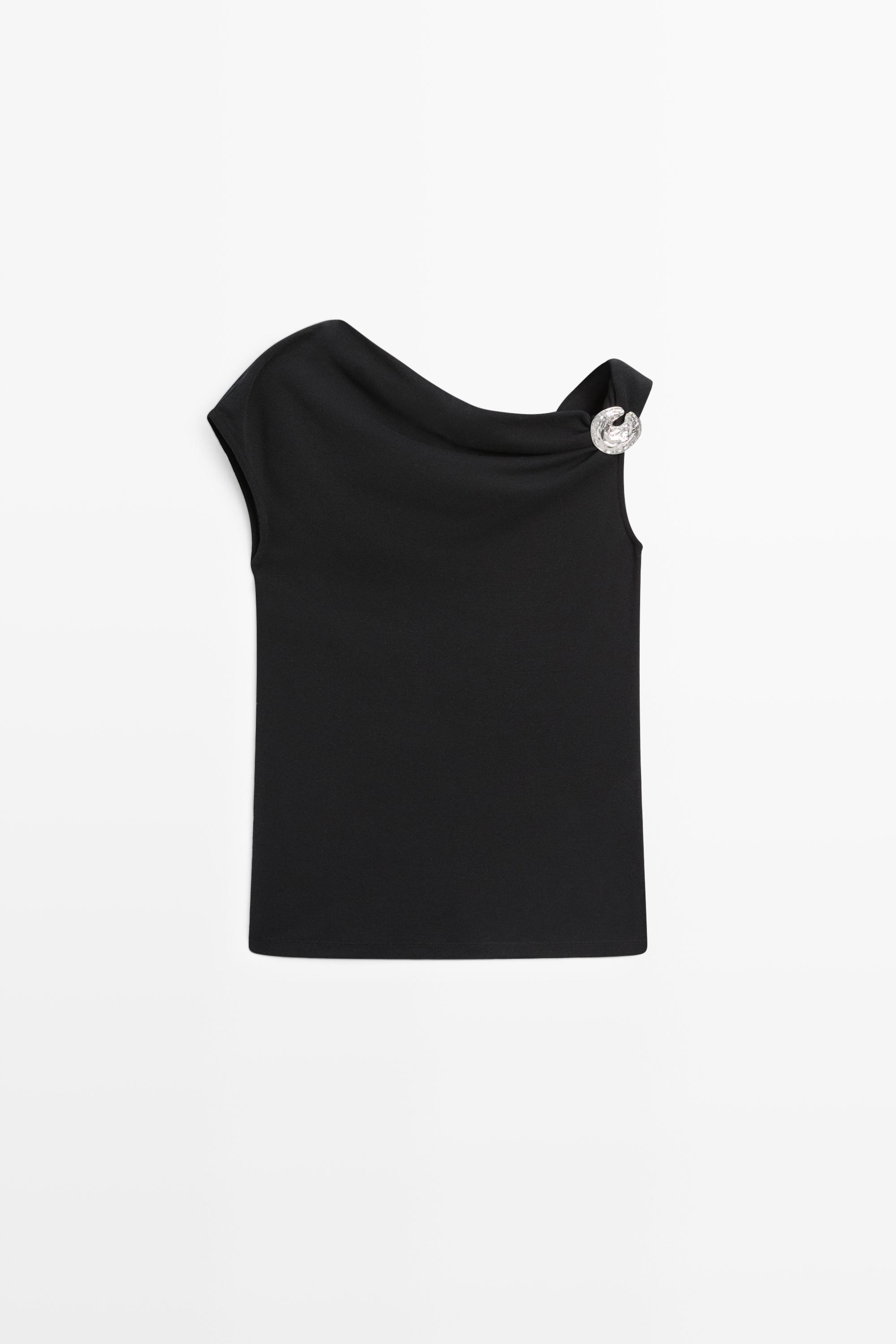 Asymmetric top with rhinestone detail