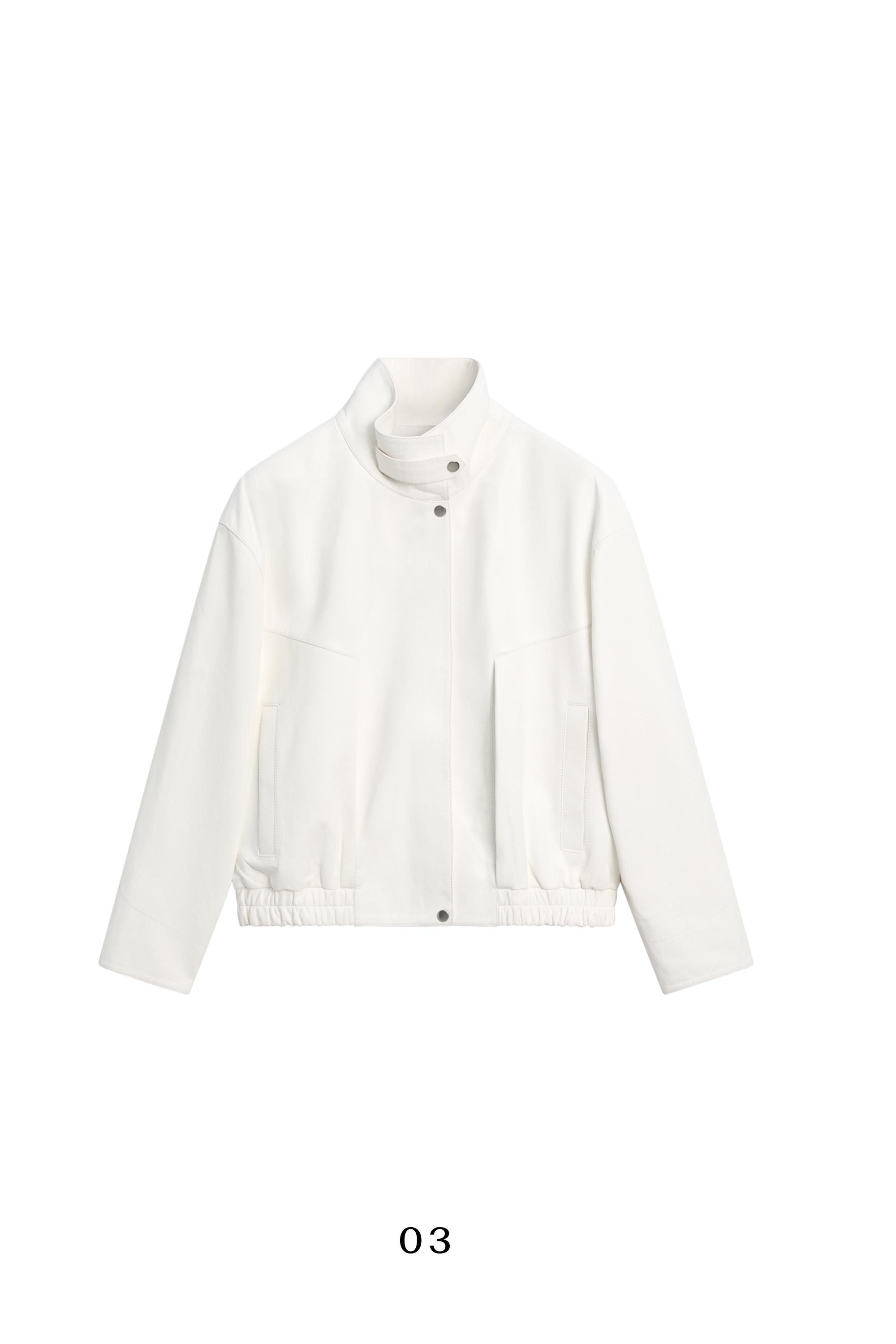 Nappa leather bomber jacket — WHITE