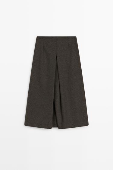 Wool blend skort — BROWN 2