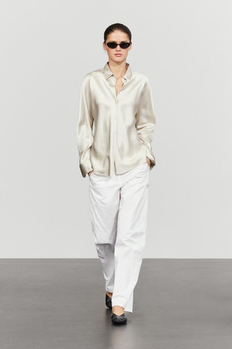 Flowing satin shirt — SILVER