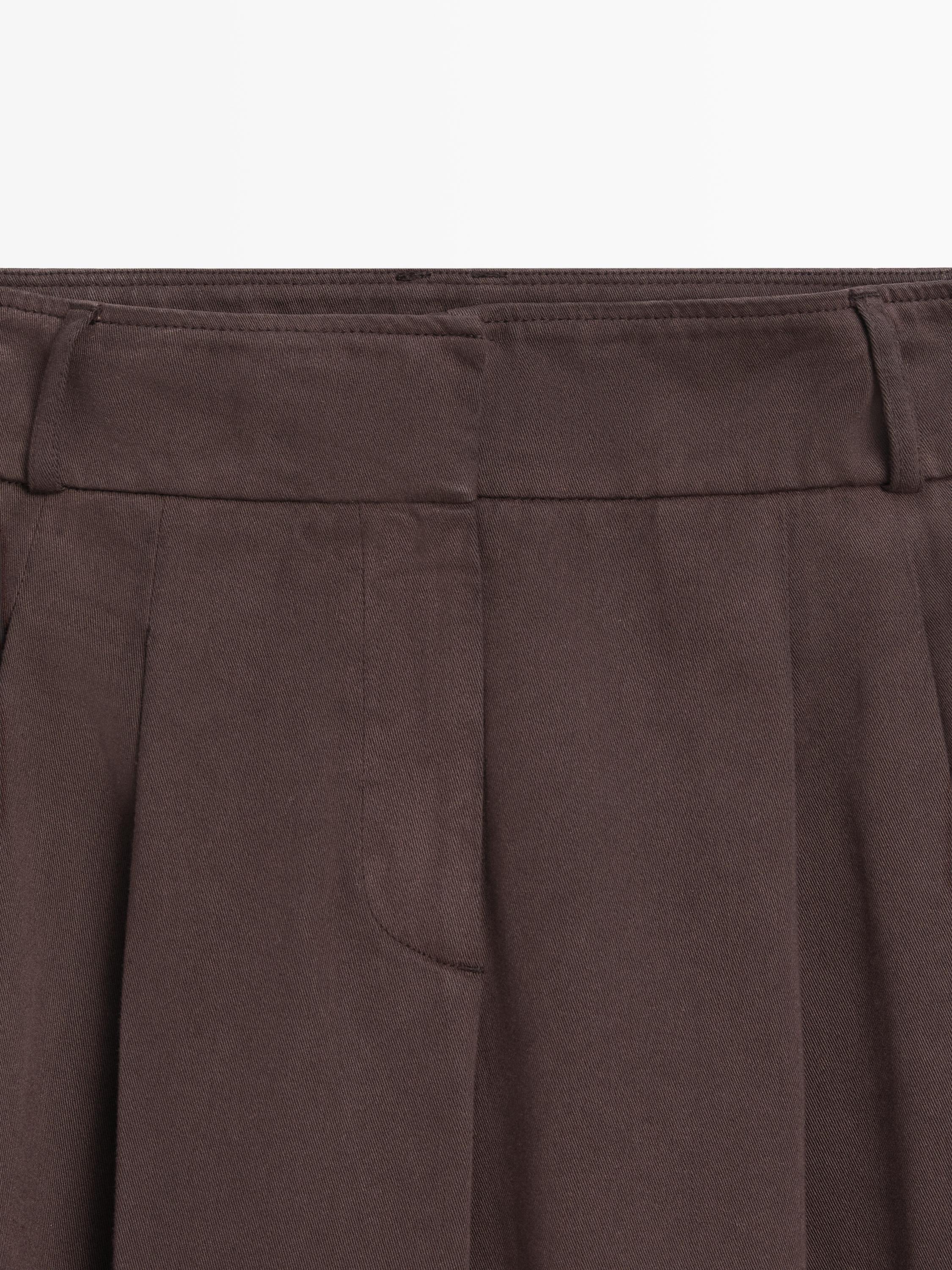 Mid-rise wide-leg darted trousers