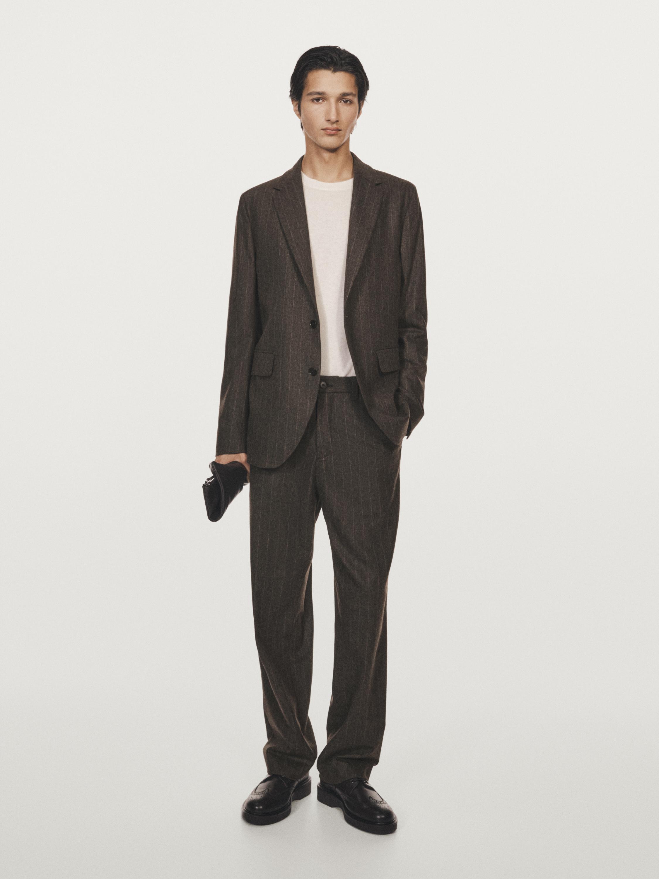 Striped wool blend suit blazer