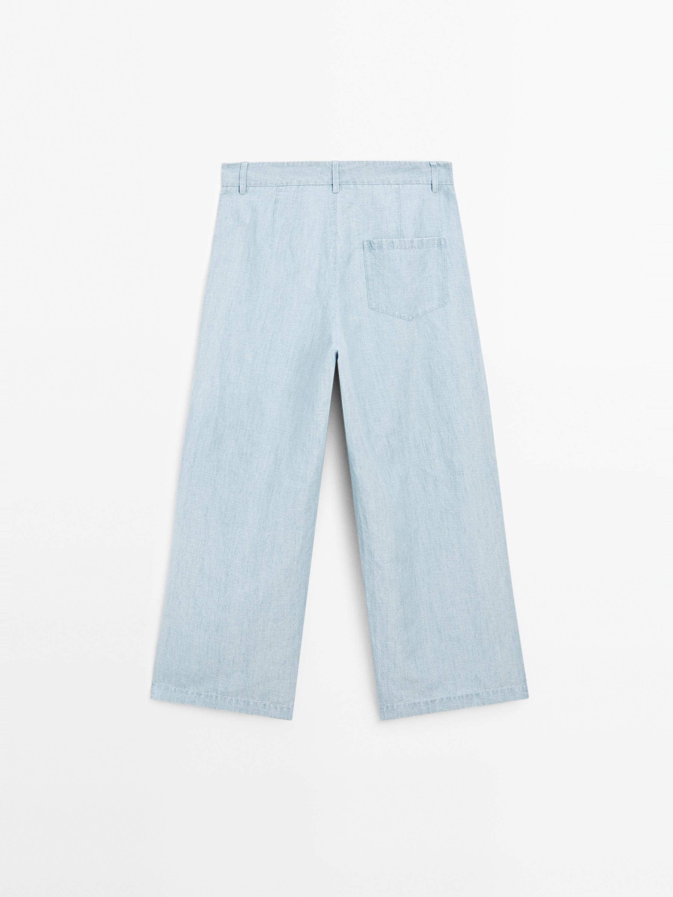 Flowing cotton blend jeans