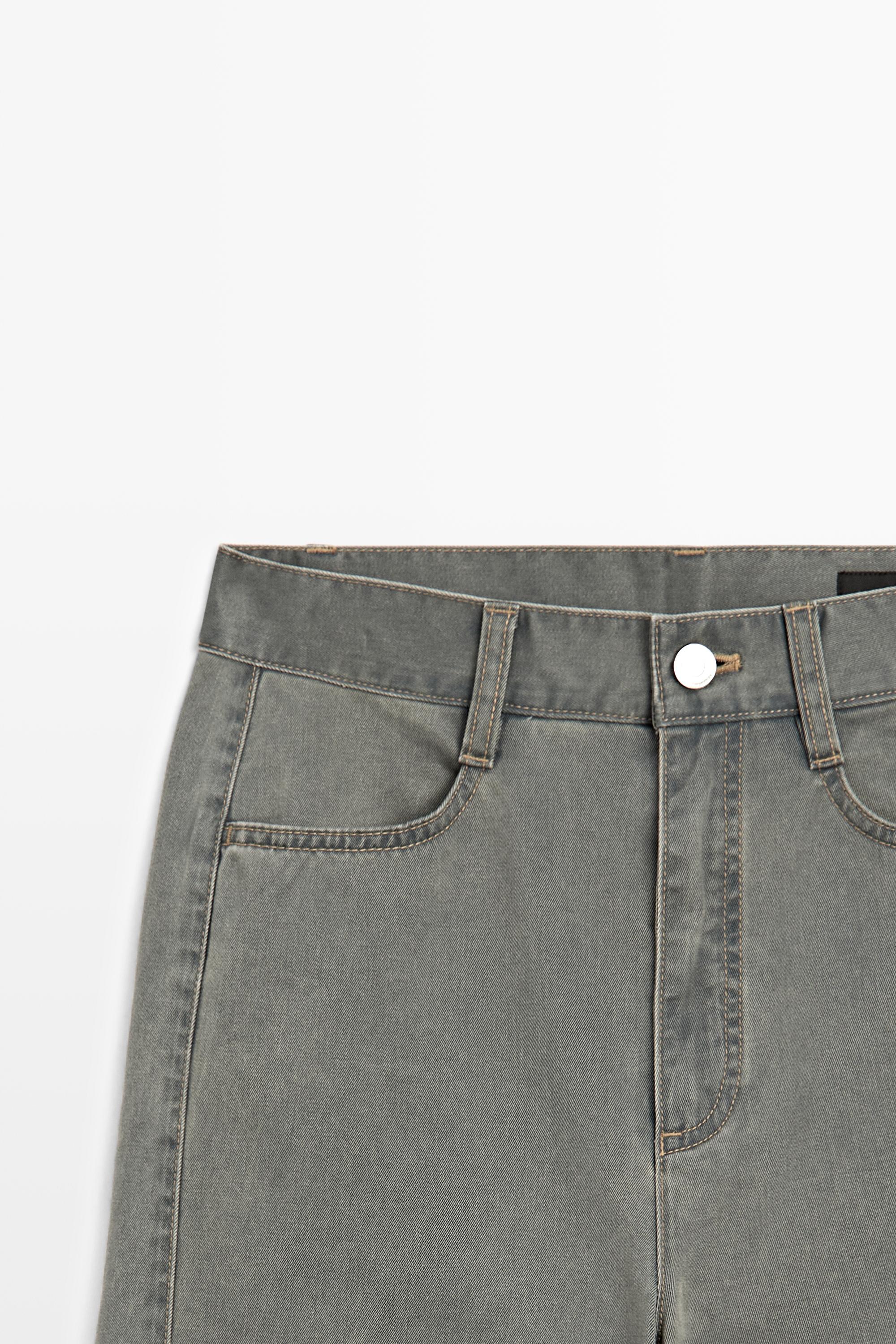 Wide-leg cotton jeans with denim detail — Light Blue