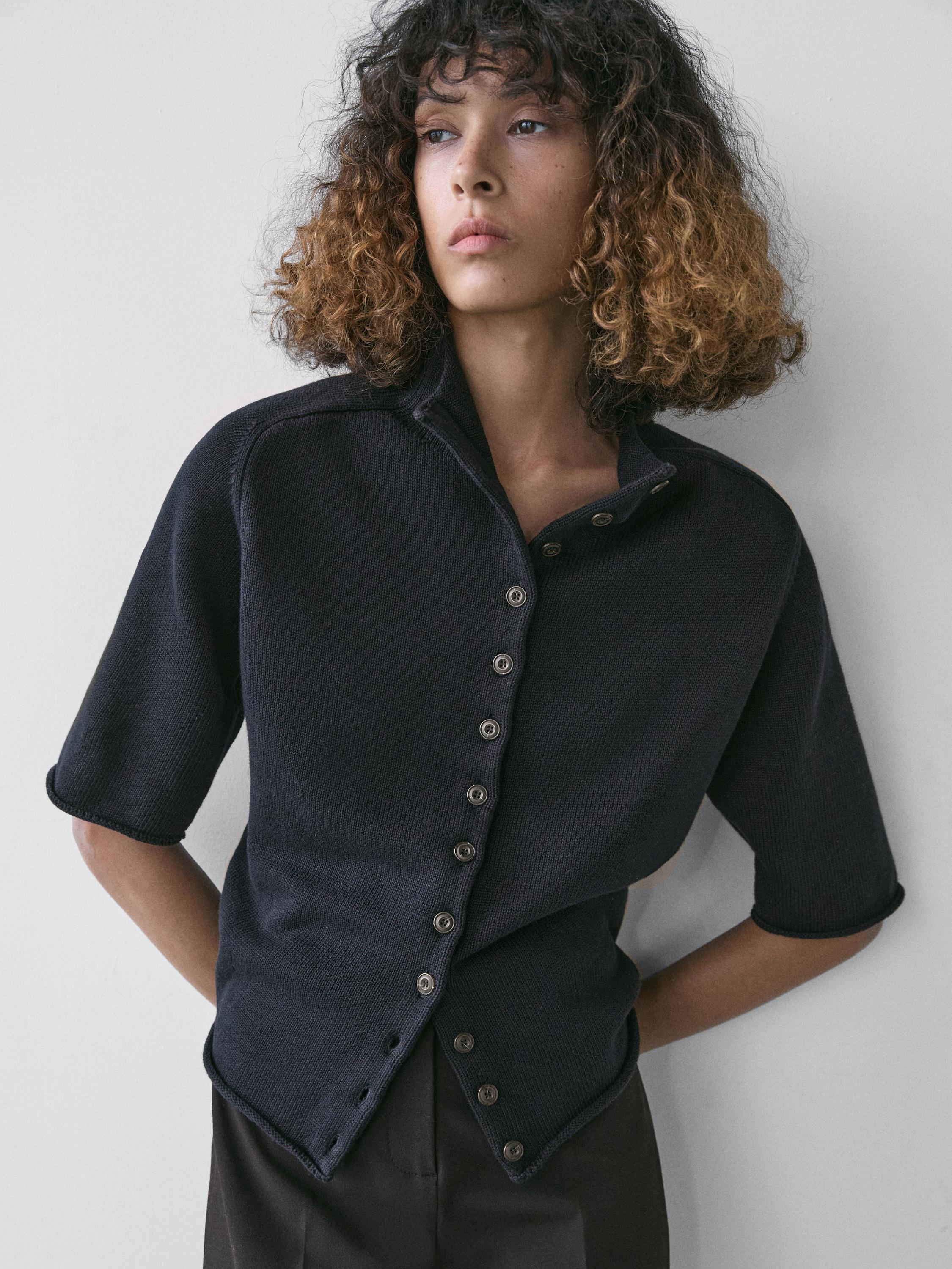 Short sleeve knit cardigan