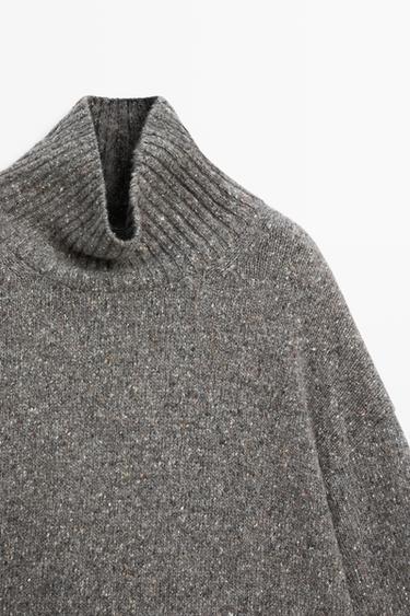 Wool-blend knit turtleneck sweater — GREY 4